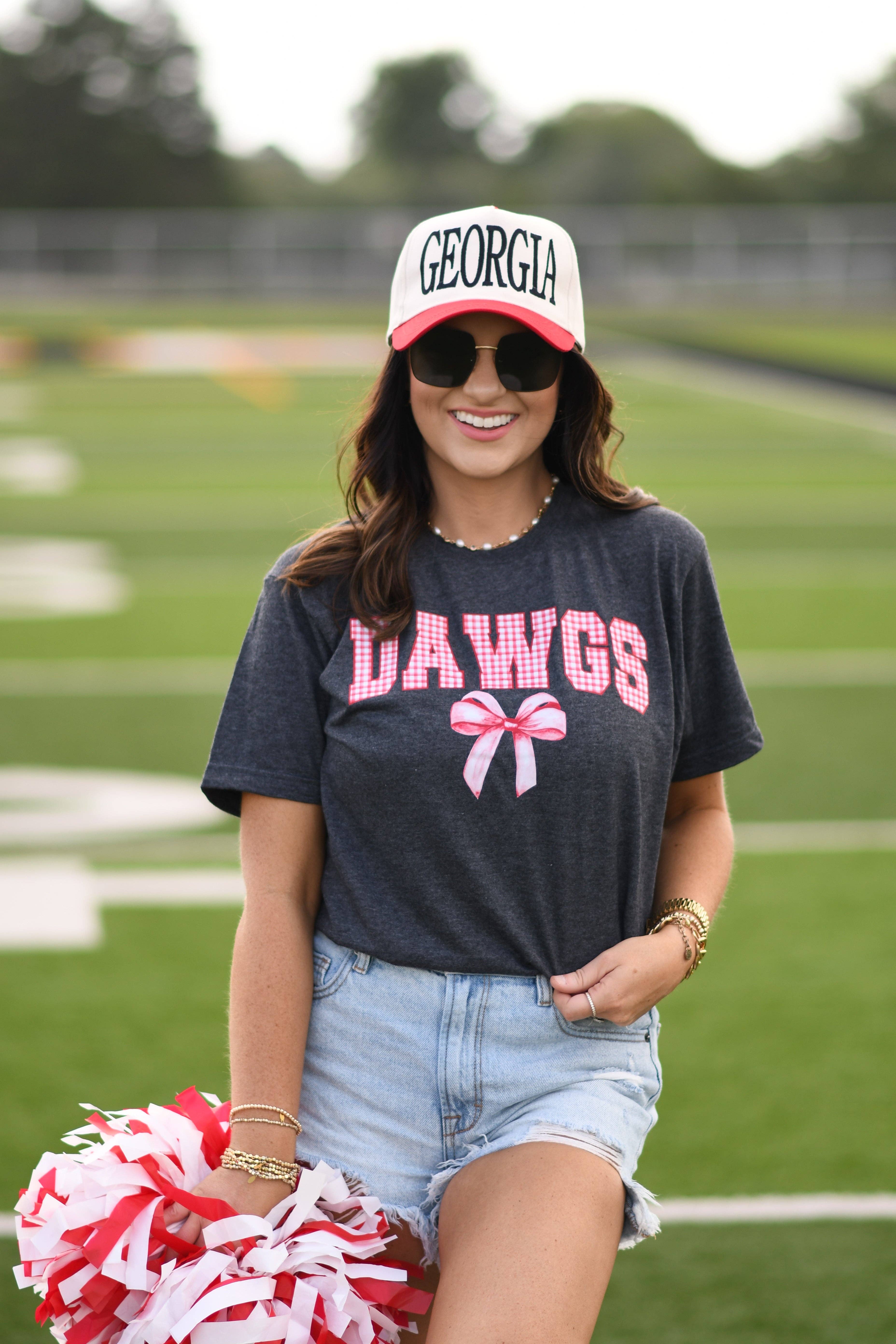 Dawgs Gingham Bow Tee Hoodie, Sweatshirt | PodTeesHub.com