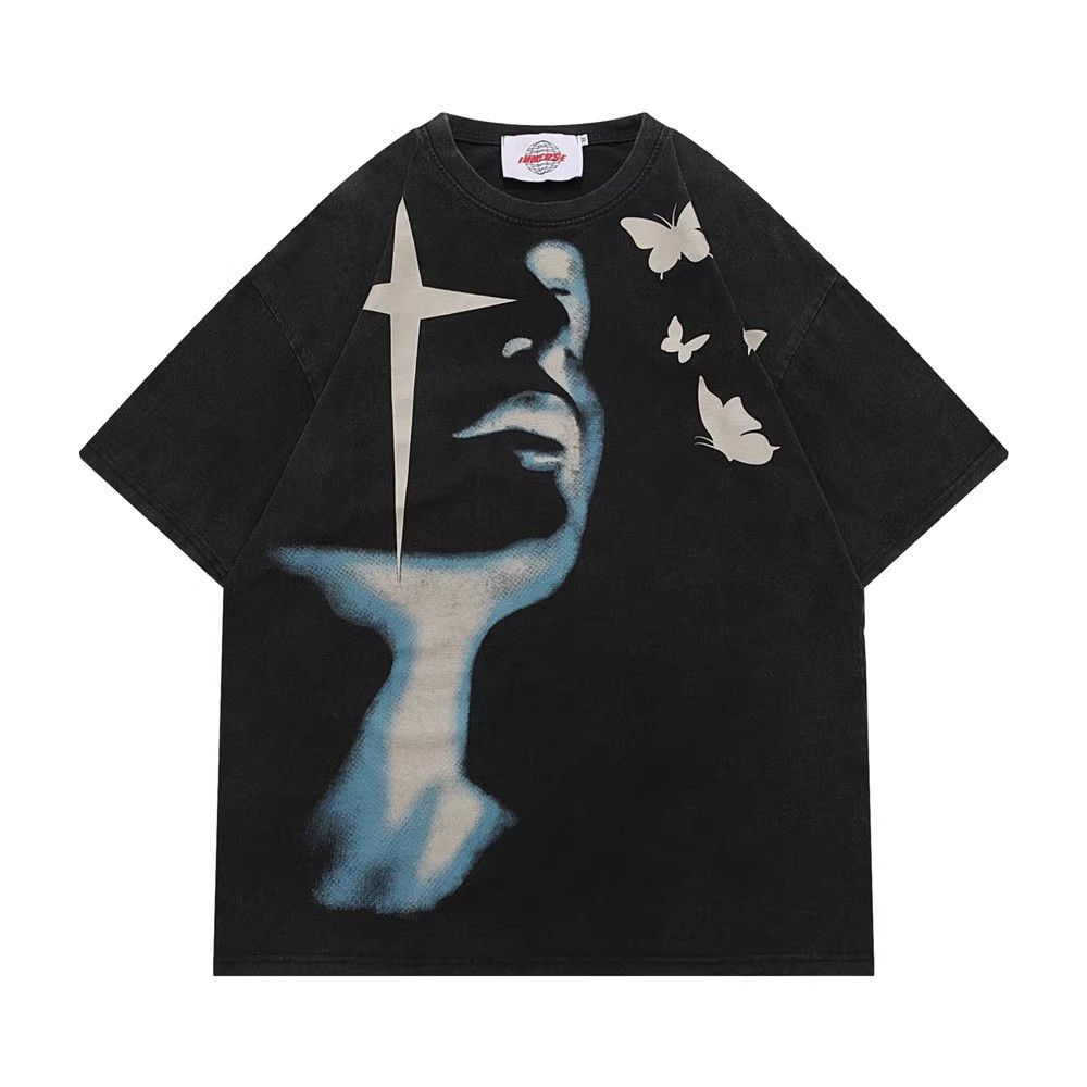 Vintage Men S Street Retro Distressed Washed Butterfly Print T Shirt Hoodie, Sweatshirt | PodTeesHub.com