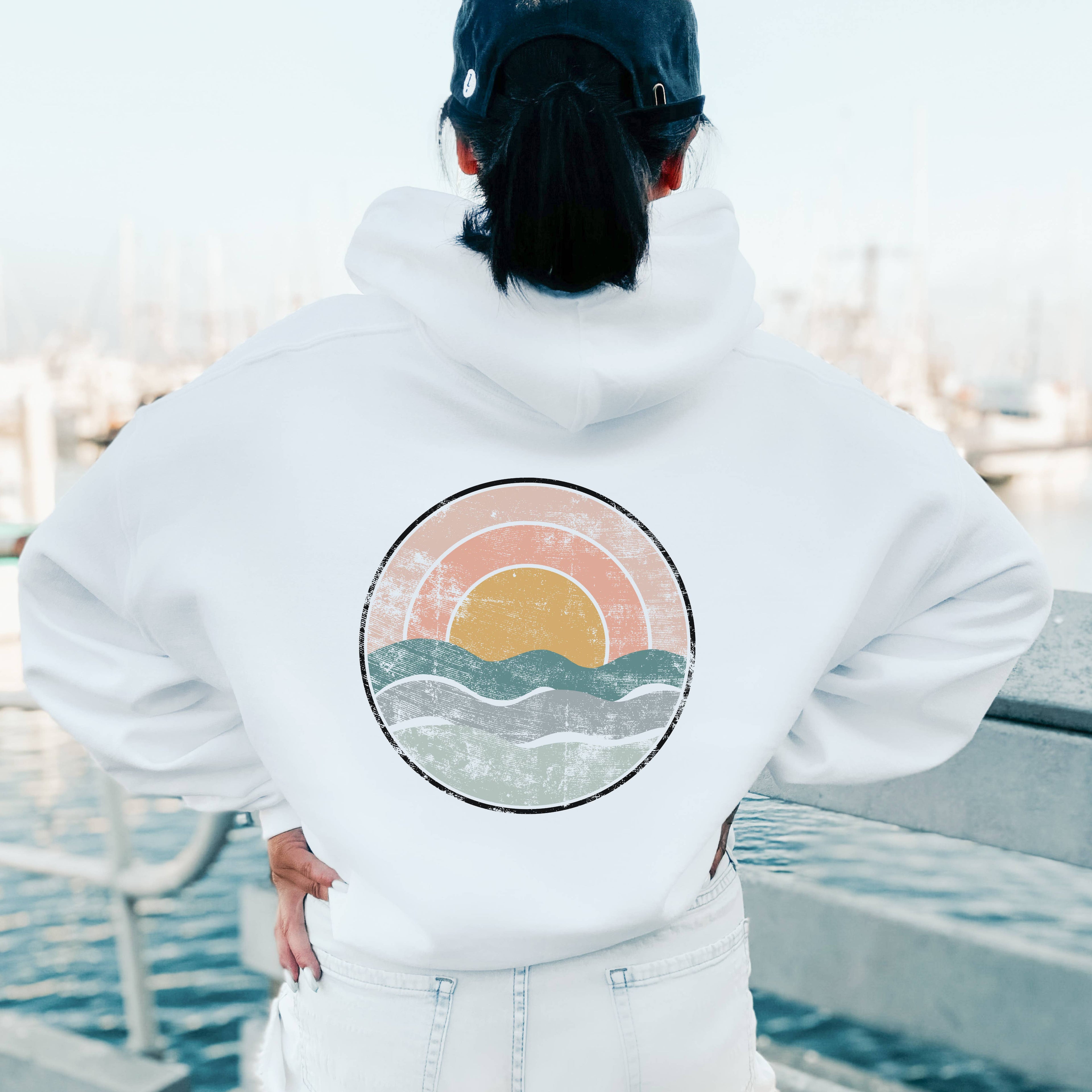 Sunset Circle Hoodie | Beach | Sizes S-2XL T-Shirts, Sweatshirt | PodTeesHub.com