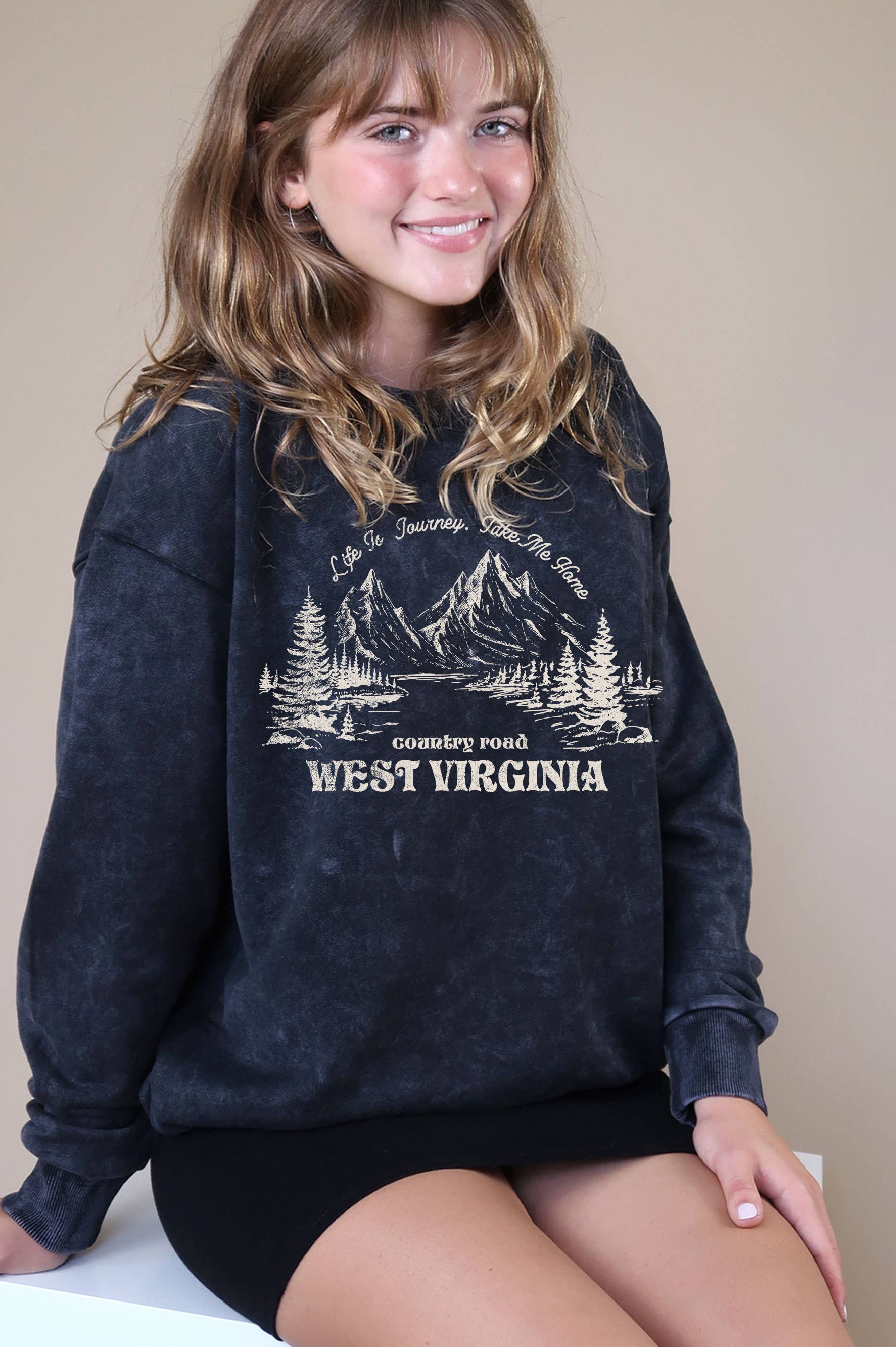 Country Road West Virginia Mineral Graphic Brush Sweatshirt T-Shirts, Hoodie | PodTeesHub.com