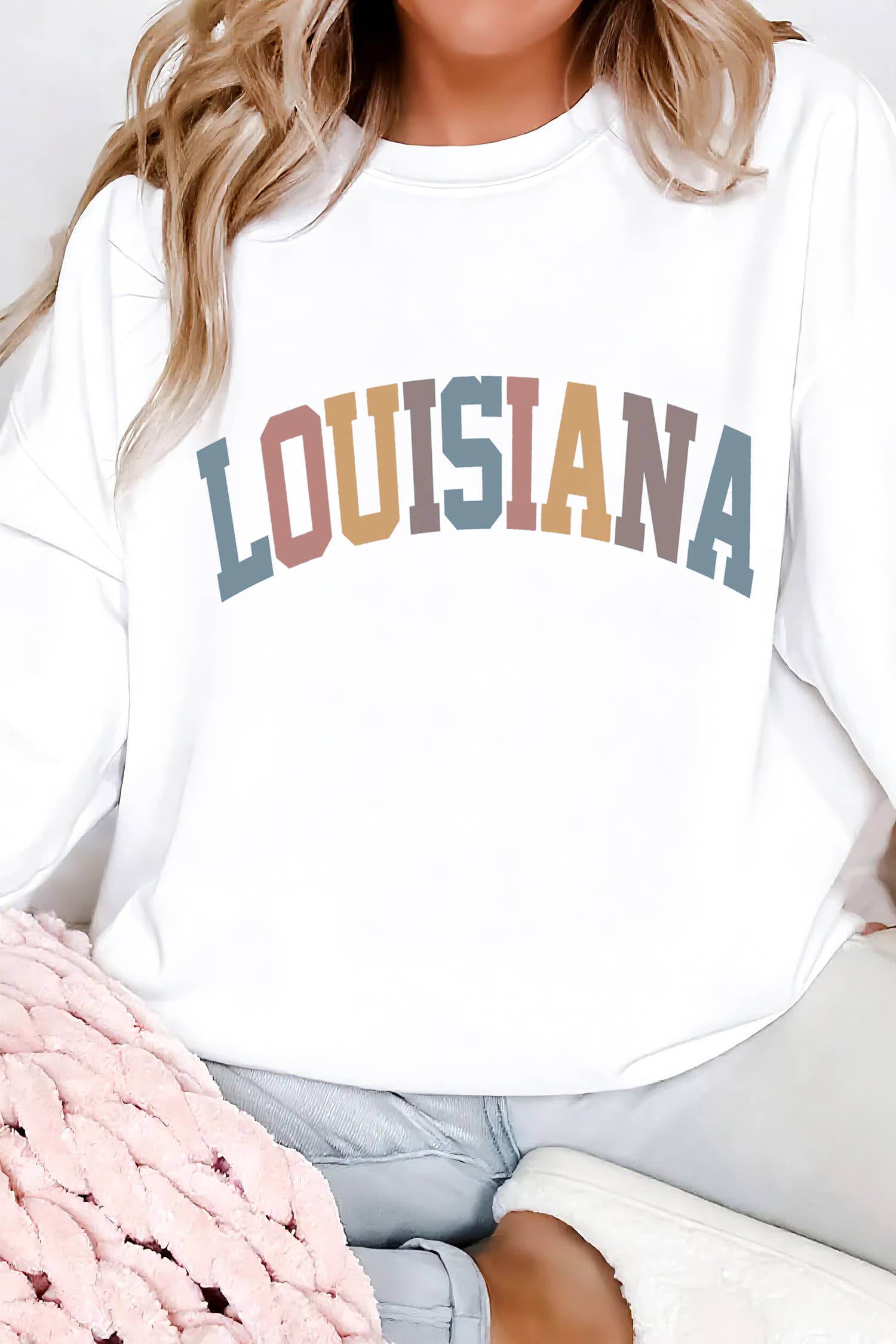 Louisiana Letter Printed Drop Shoulder Sweatshirt (S-Xl) T-Shirts, Hoodie | PodTeesHub.com
