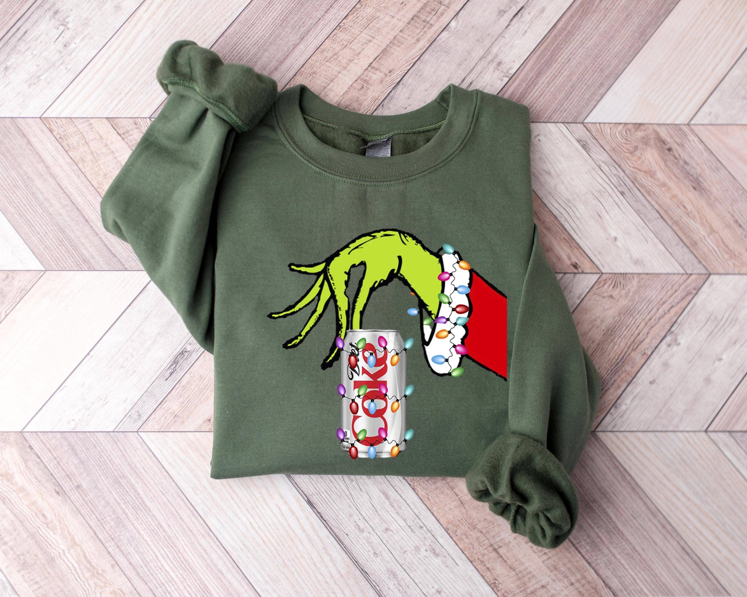 Grinch Hand Diet Coke Christmas Hoodie Funny Sweater T-Shirts, Sweatshirt | PodTeesHub.com