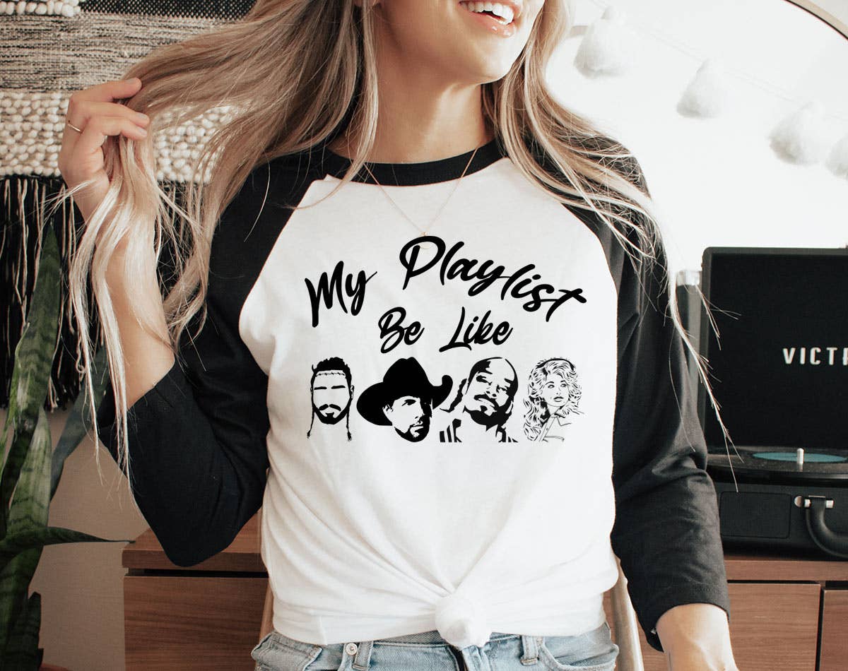 My Playlist Be Like -  Rock Country Rap Baseball T-Shirt Hoodie, Sweatshirt | PodTeesHub.com