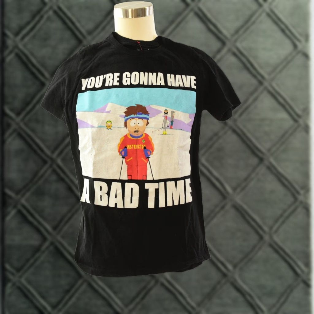 Vintage South Park Cartman Graphic Print T Shirt Men Small Black Casual All Seasons 90s Cart Hoodie, Sweatshirt