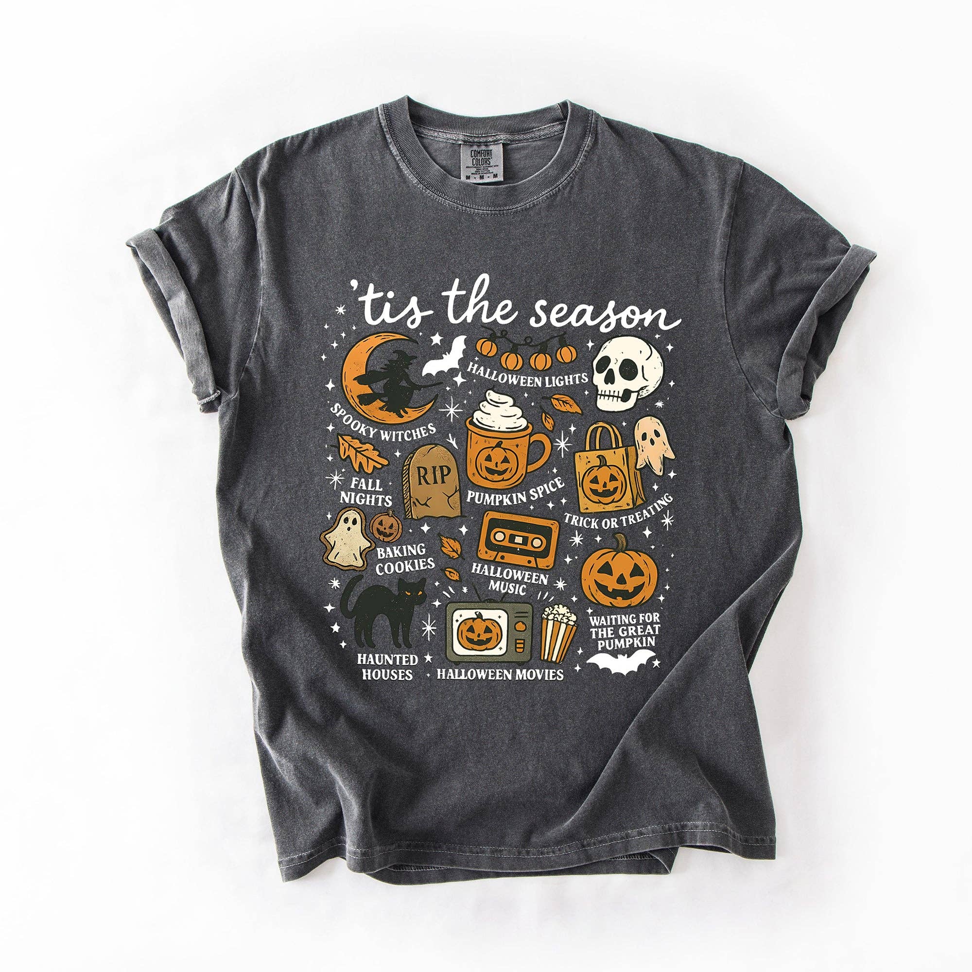 Tis the Season, Halloween Black Cat Ghost, Pumpkin T-Shirt Hoodie, Sweatshirt | PodTeesHub.com