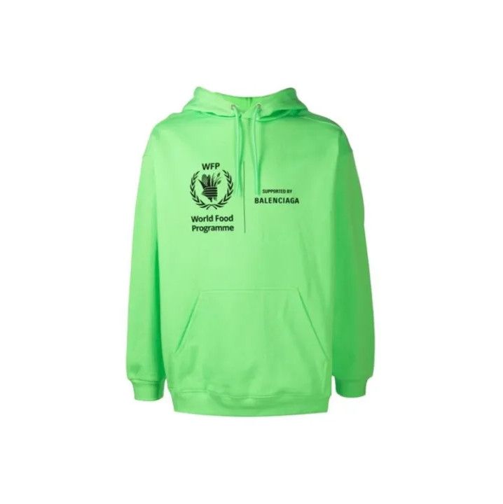 Balenciaga Logo Print Hooded Sweatshirt In Green T-Shirts, Hoodie | PodTeesHub.com
