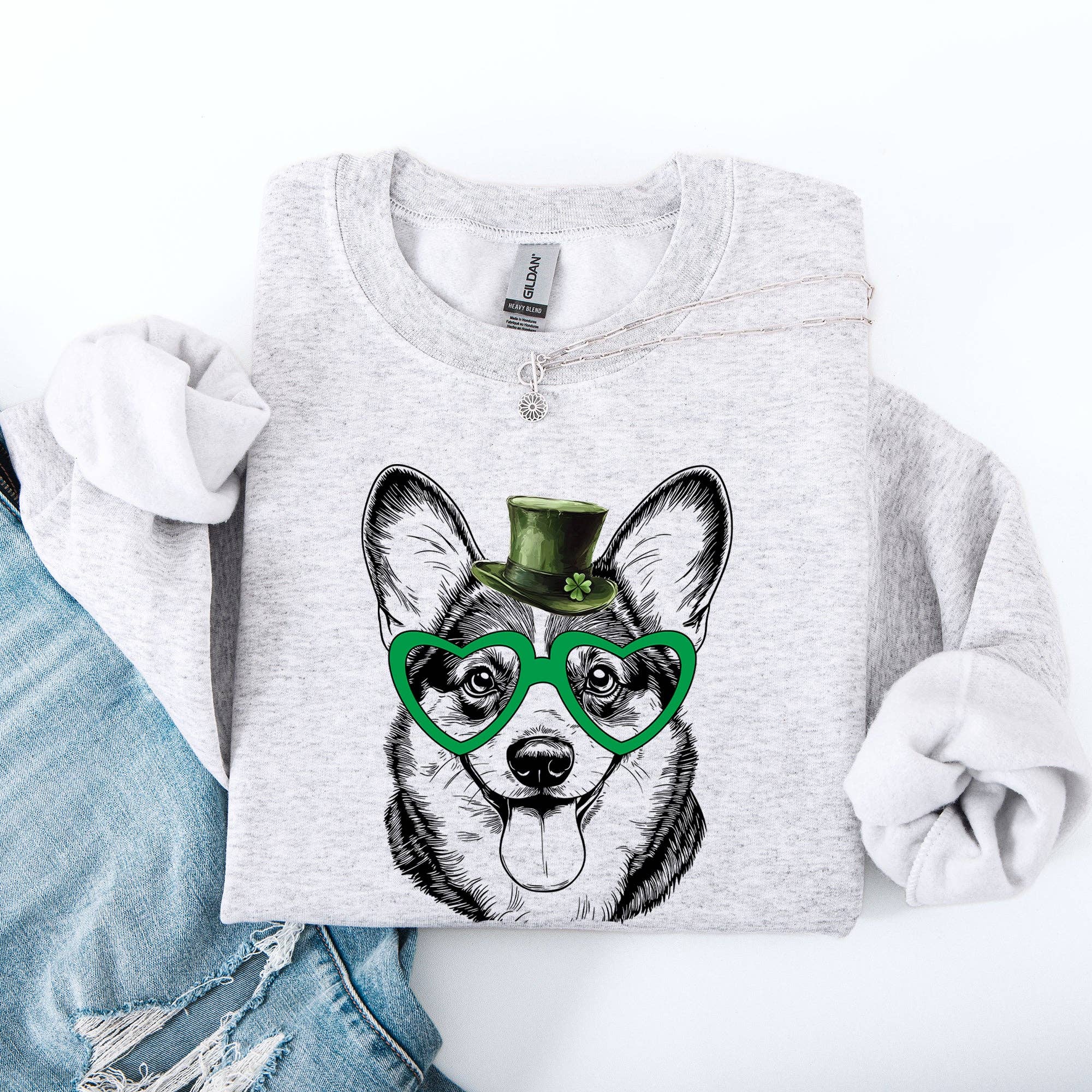 Corgi, Adorable Dog, St Patrick's Day Lucky Irish Sweatshirt T-Shirts, Hoodie | PodTeesHub.com