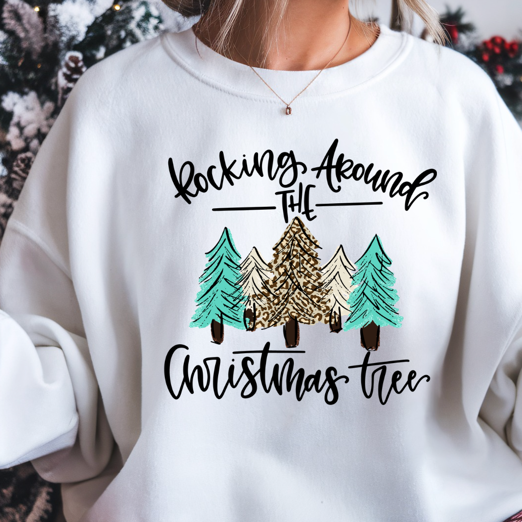 Rocking Around the Christmas Tree Crewneck Sweatshirt T-Shirts, Hoodie | PodTeesHub.com
