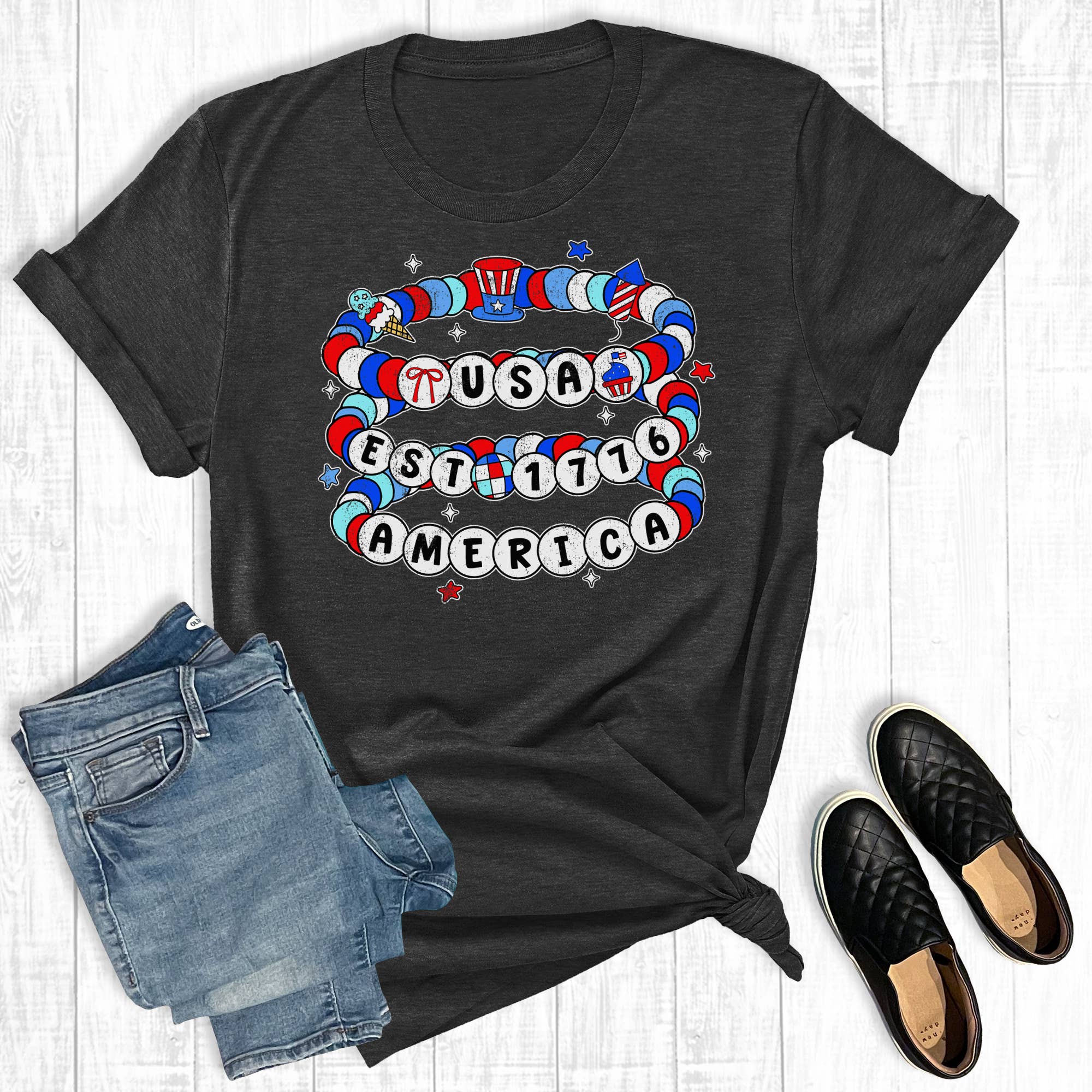 4th of July USA Friendship Bracelets Graphic Tee Hoodie, Sweatshirt | PodTeesHub.com