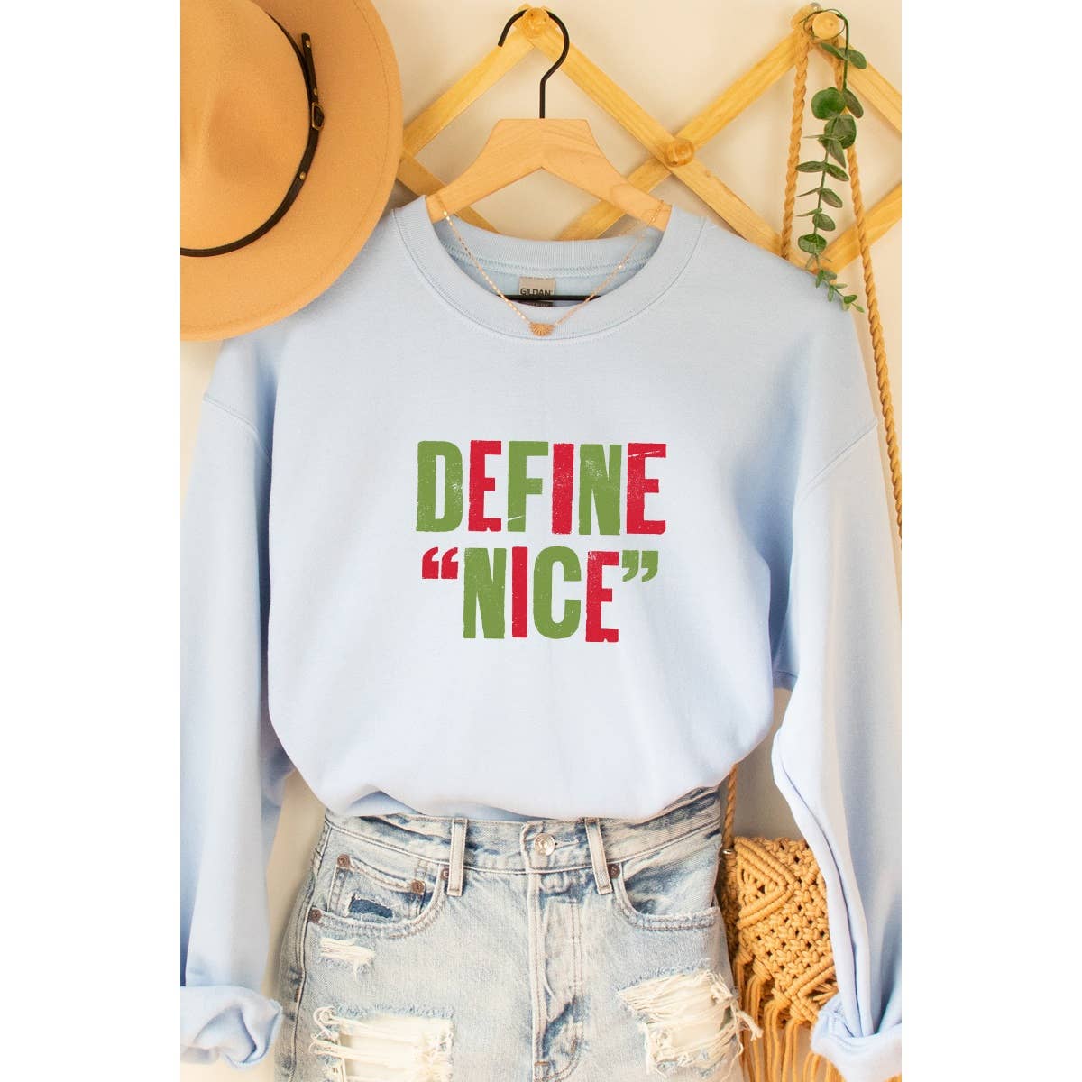 Define Nice Vintage Christmas Graphic Tee Hoodie, Sweatshirt | PodTeesHub.com