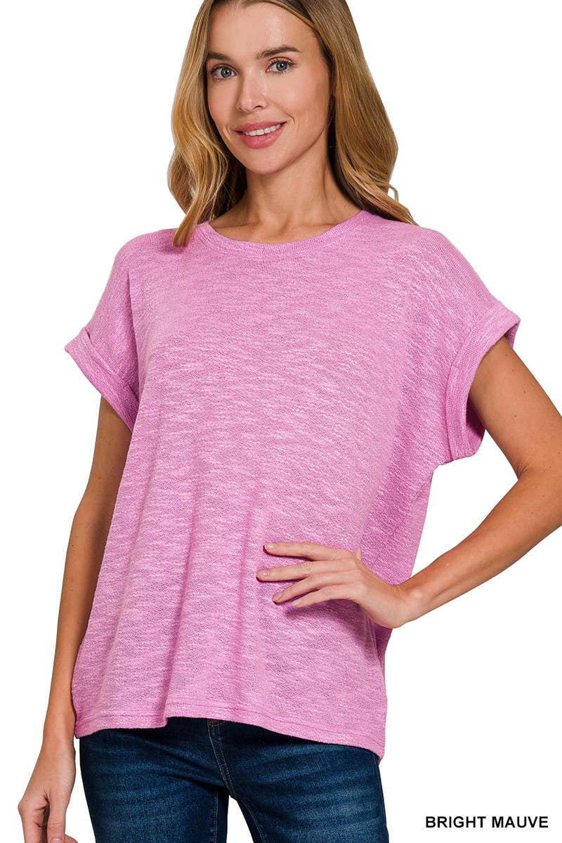 .SI-27301 Slub Roll-Up Sleeve Lightweight Sweater Top T-Shirts, Hoodie, Sweatshirt | PodTeesHub.com