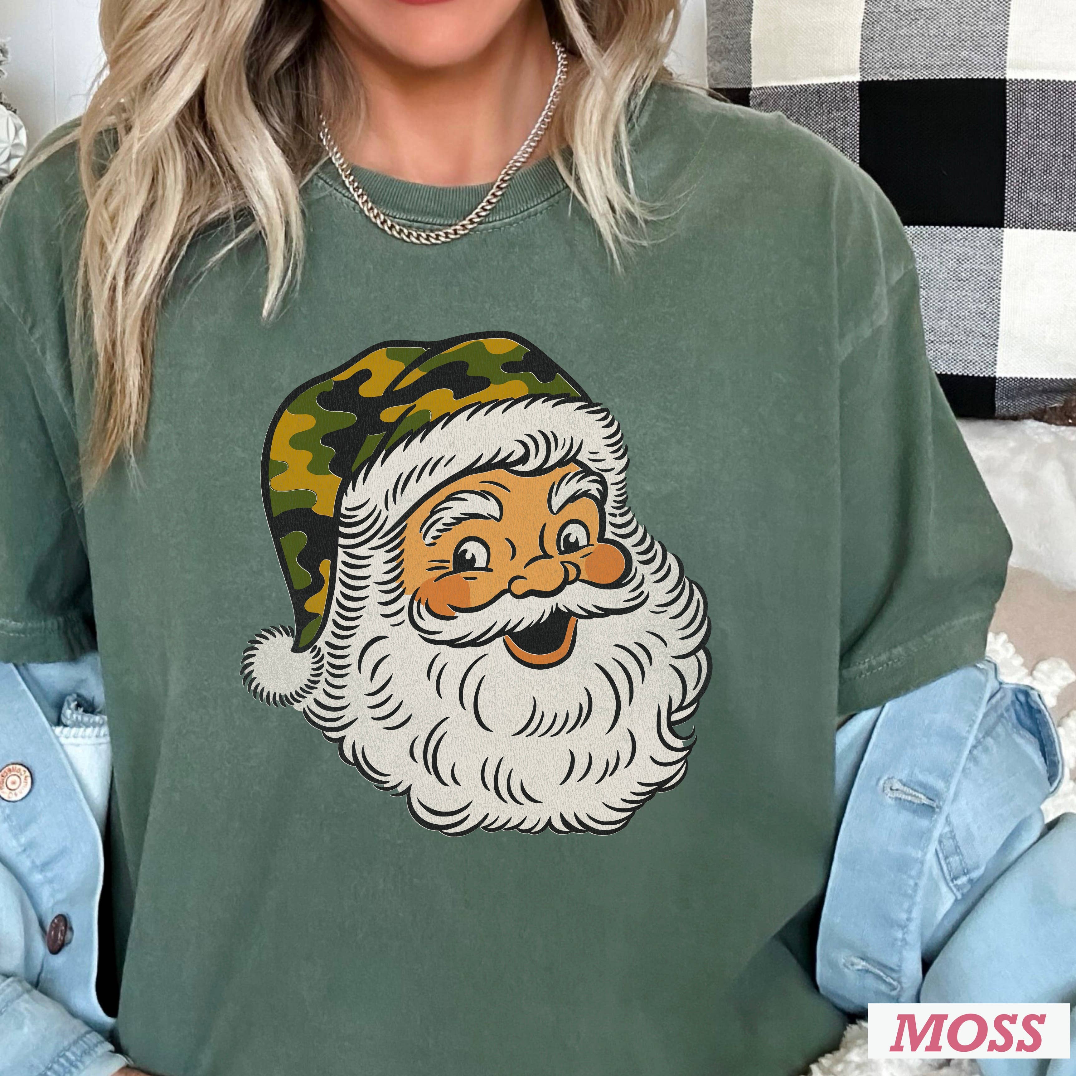 Camo Santa Christmas 2025 Graphic Shirt | Comfort Color Hoodie, Sweatshirt | PodTeesHub.com