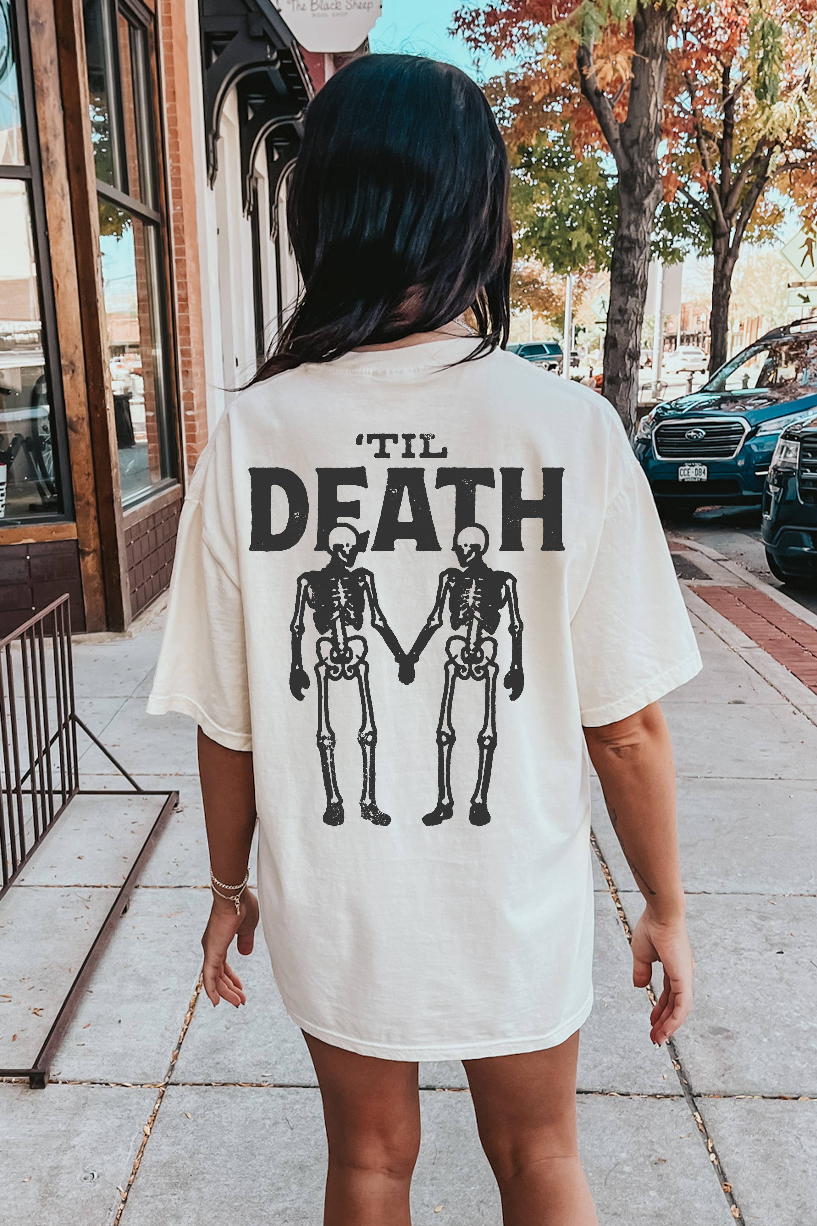 Til Death Graphic Women's T-Shirt in Natural or Ivory Hoodie, Sweatshirt | PodTeesHub.com