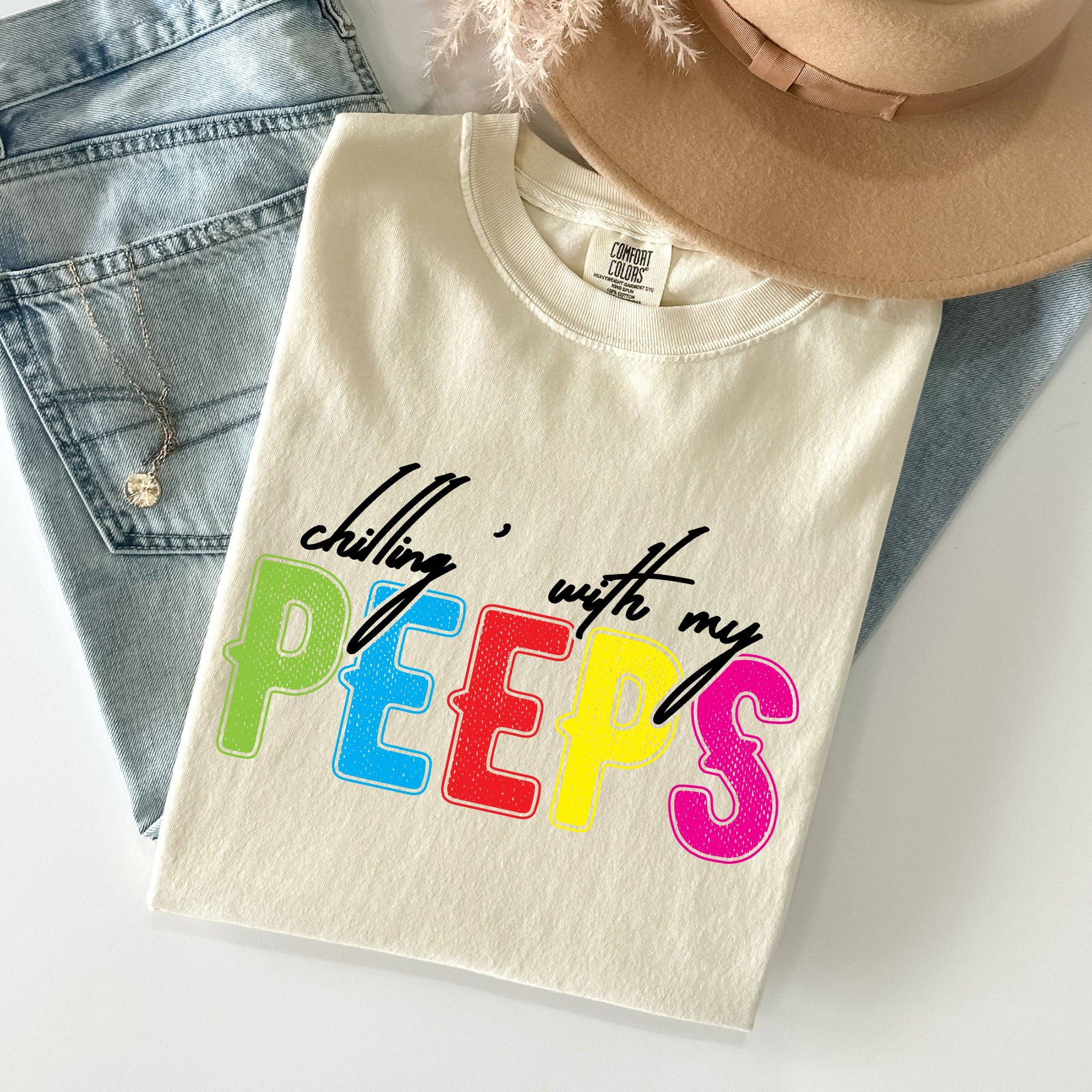 Chilling with My Peeps, Easter, Retro Candys Tshirt Hoodie, Sweatshirt | PodTeesHub.com