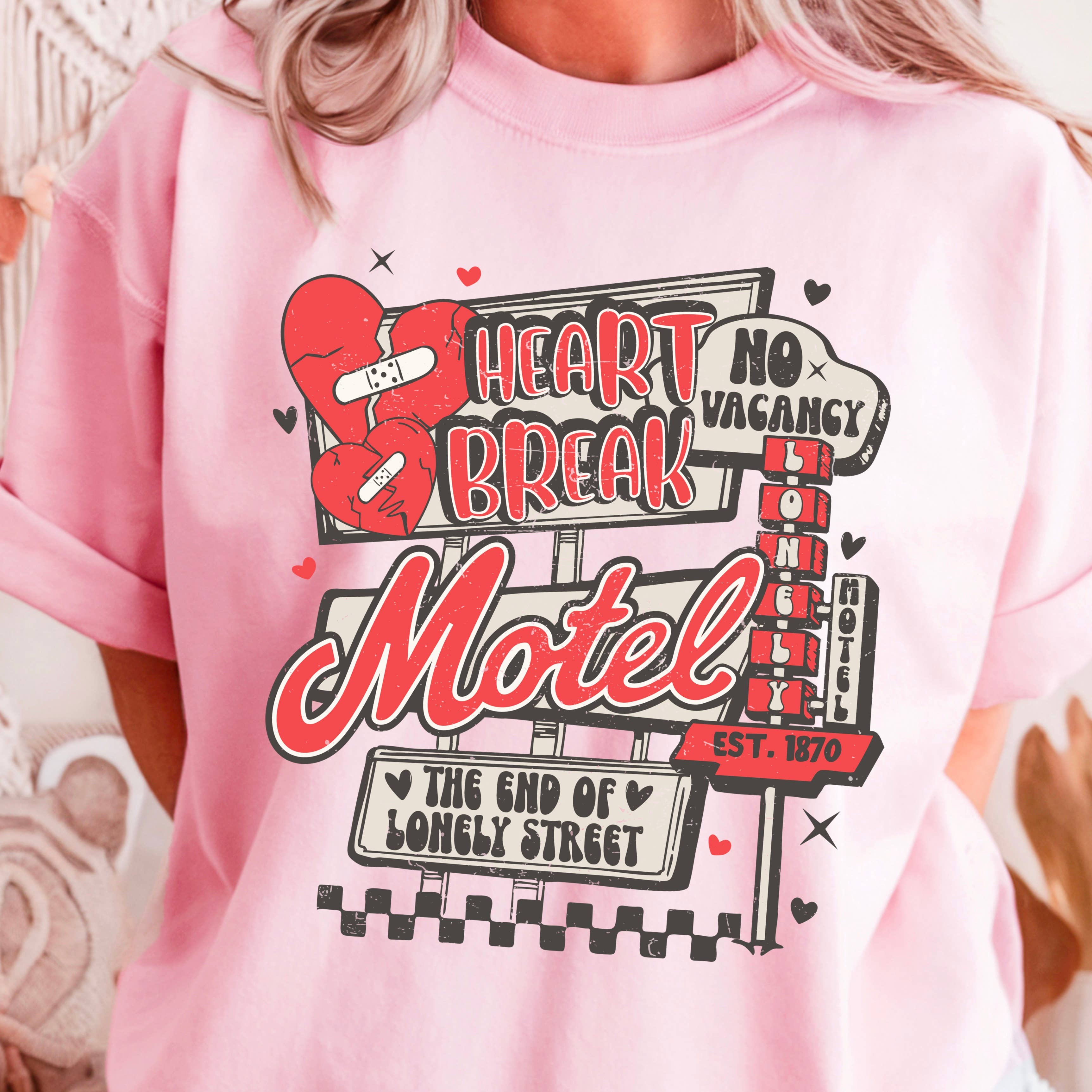 Heart Break Motel Valentine’S Day Graphic T-Shirt | Gildan Hoodie, Sweatshirt | PodTeesHub.com