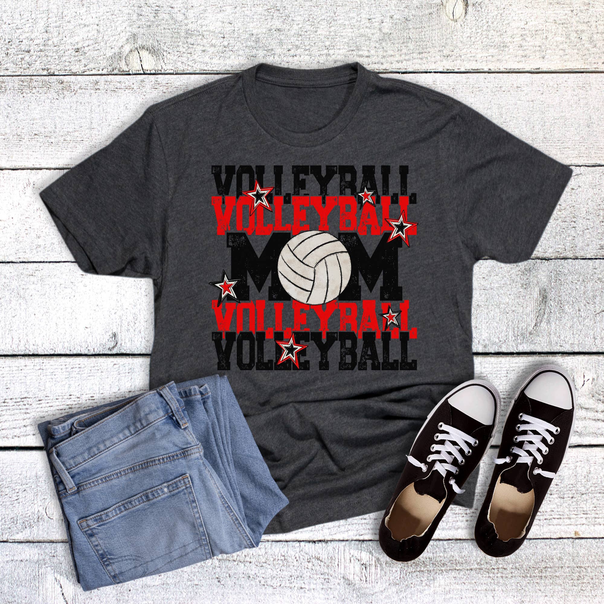 Custom Volleyball Mom Stars Graphic Tee Hoodie, Sweatshirt | PodTeesHub.com