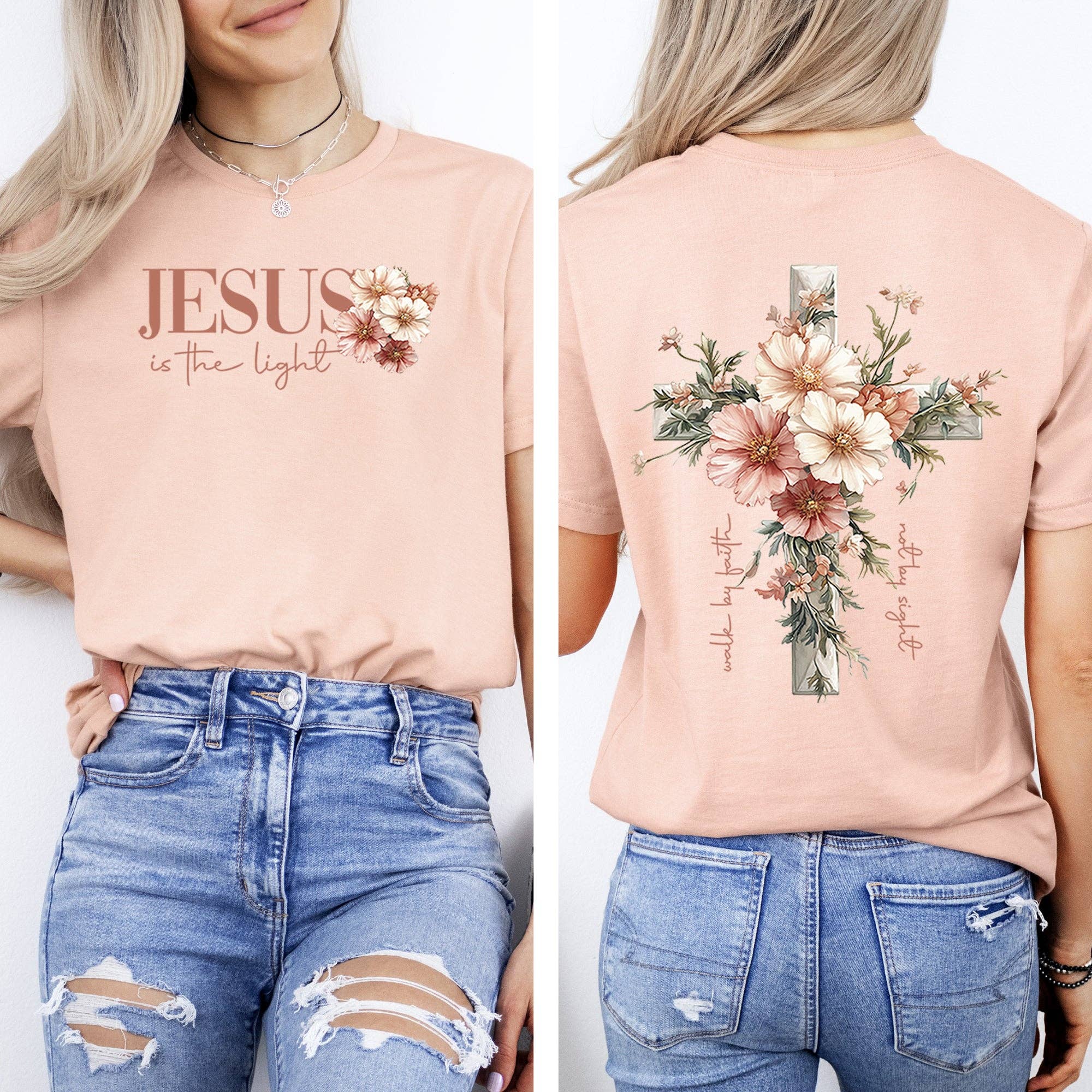 Jesus Is the Light, Floral Cross, Christian, Jesus, Tshirt Hoodie, Sweatshirt | PodTeesHub.com