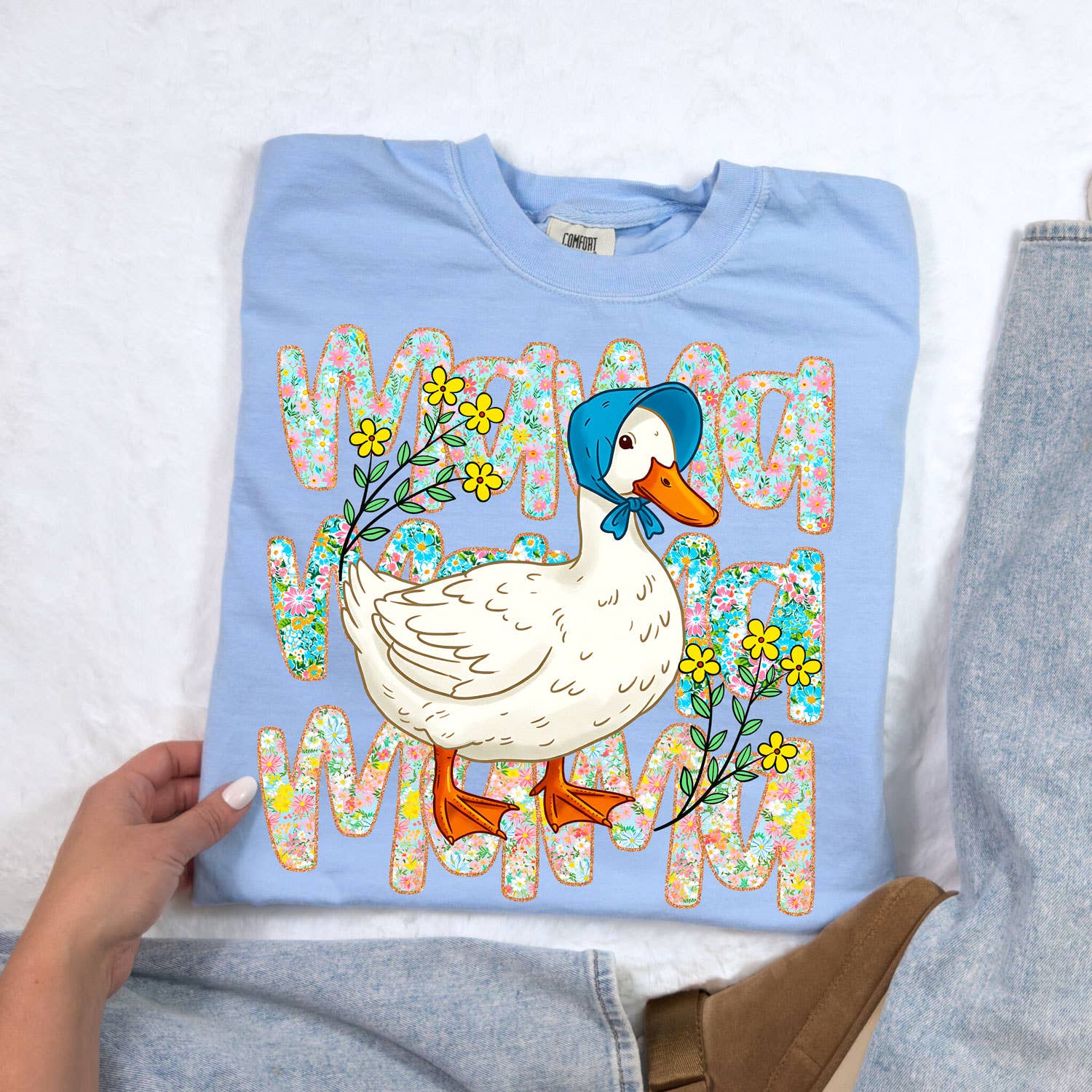 Mama Goose Floral Tee Hoodie, Sweatshirt | PodTeesHub.com