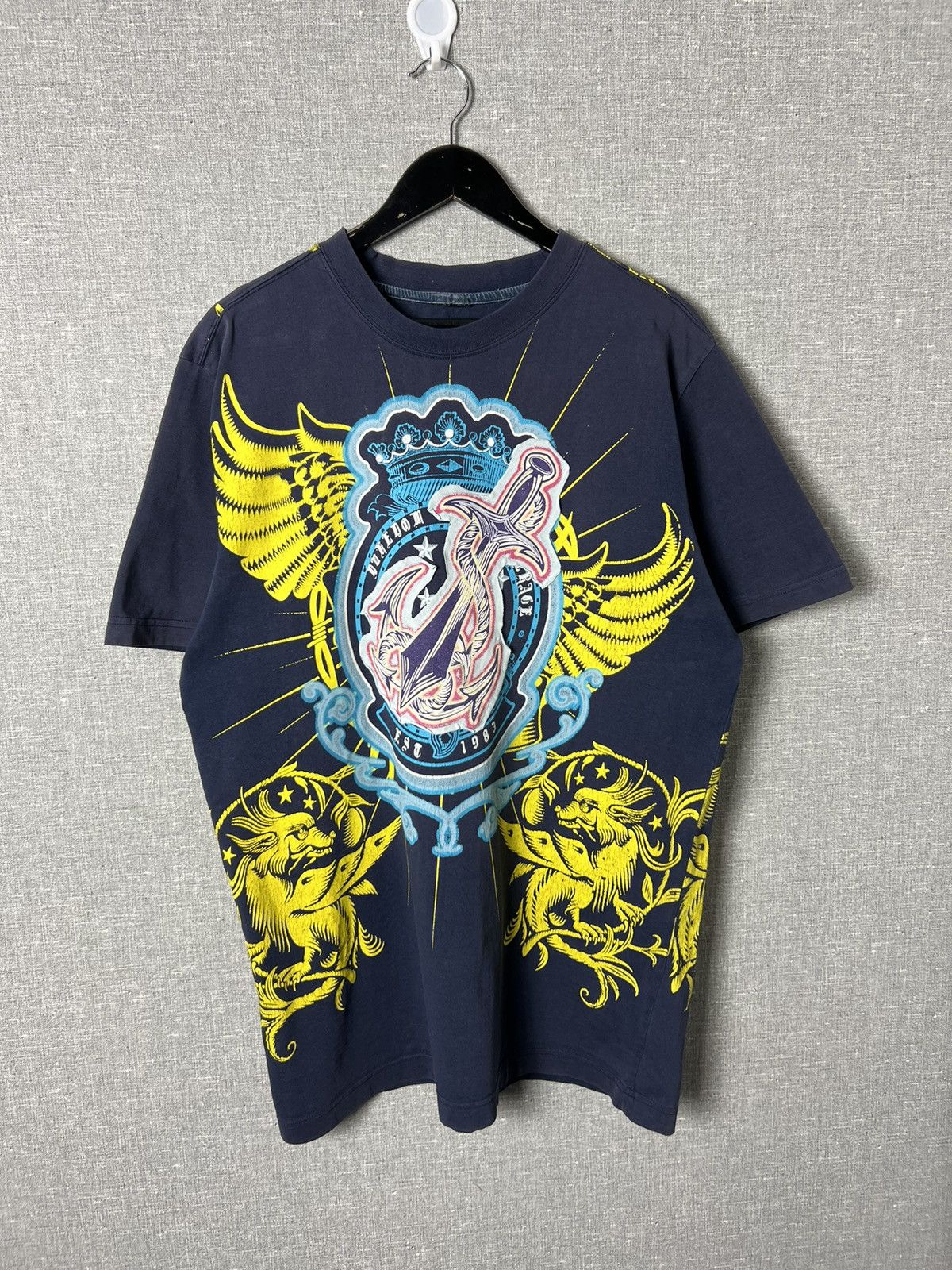 Raw State Rawblue Affliction Style All Over Printed Tee Men S T Shirt Hoodie, Sweatshirt | PodTeesHub.com