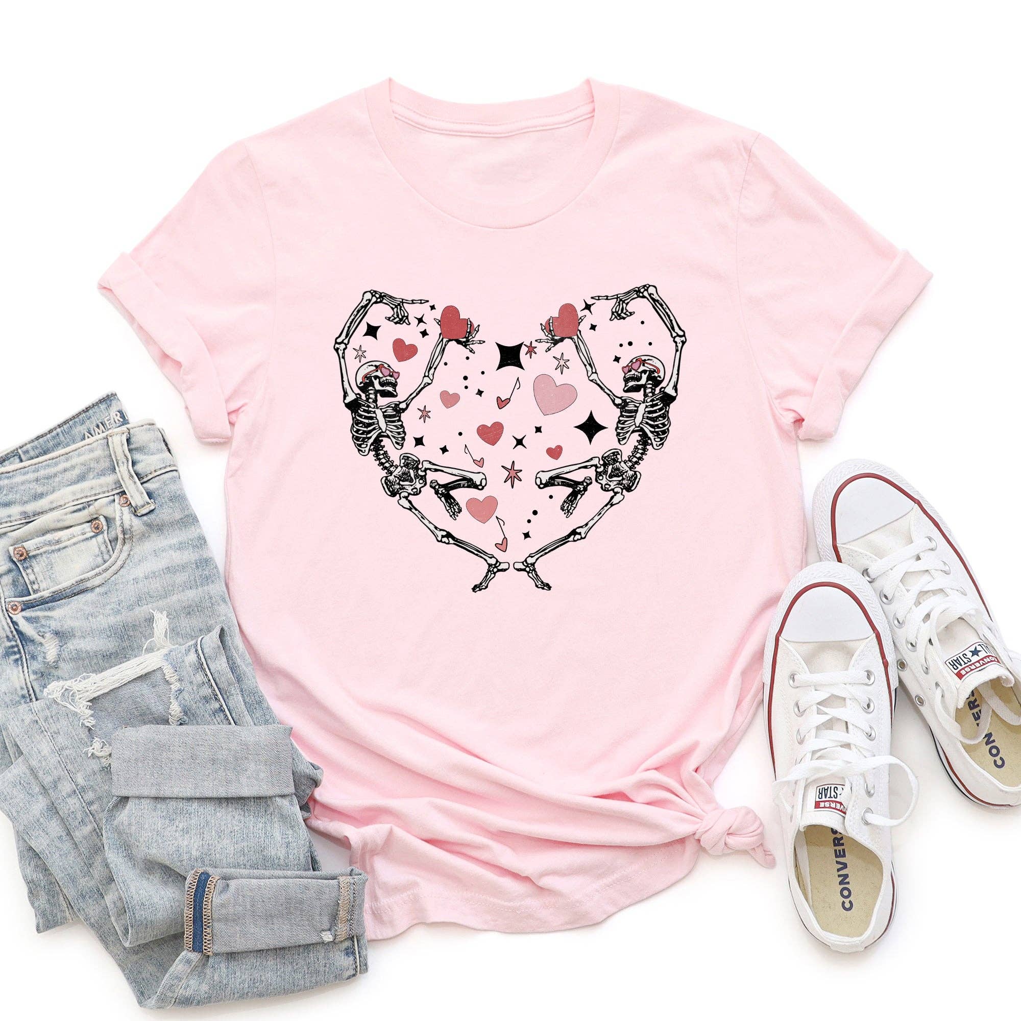Dancing Skeletons, Heart, Super Soft Tshirt, Valentine's Day Hoodie, Sweatshirt | PodTeesHub.com