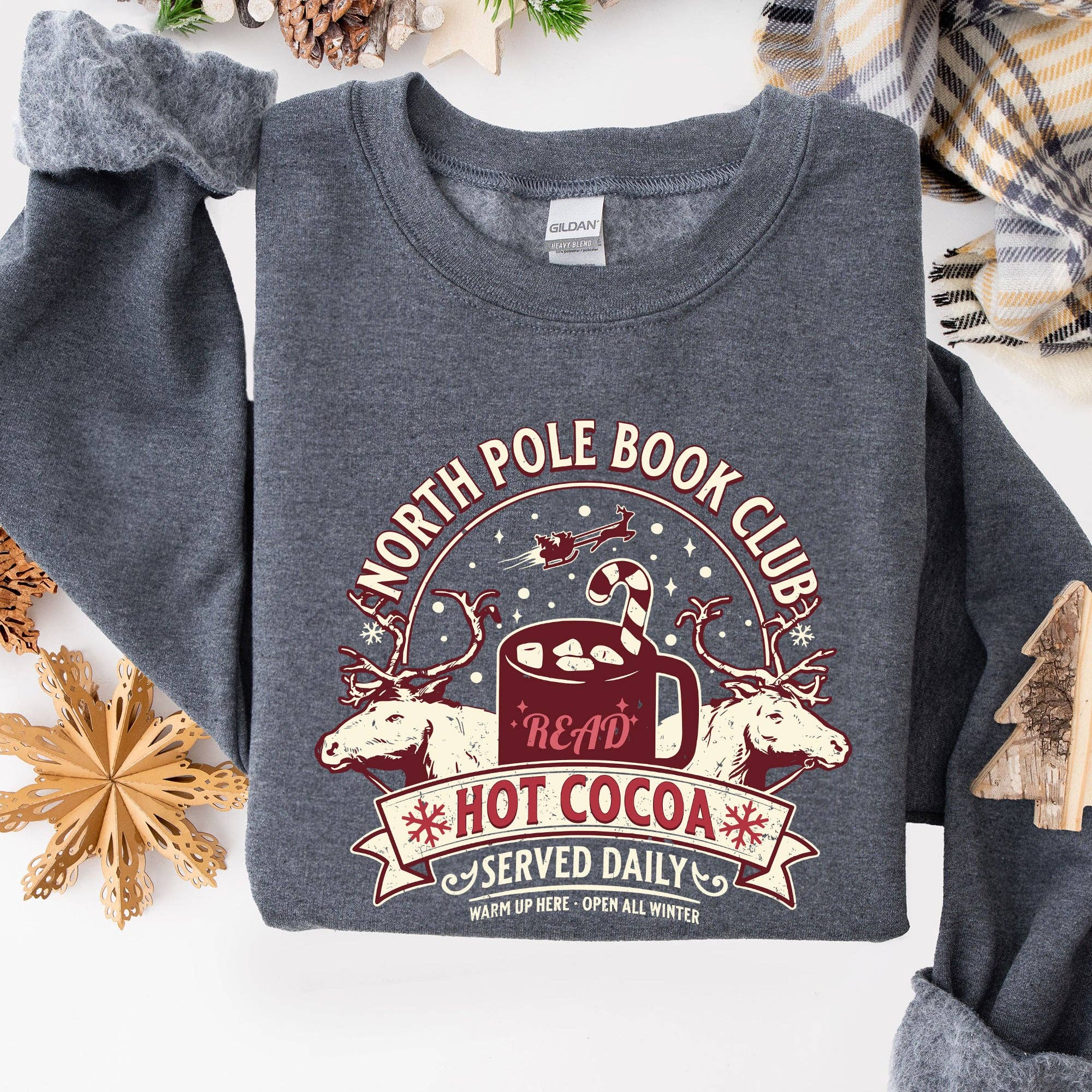 North Pole Book Club, Reading, Christmas, Santa Sweatshirt T-Shirts, Hoodie | PodTeesHub.com