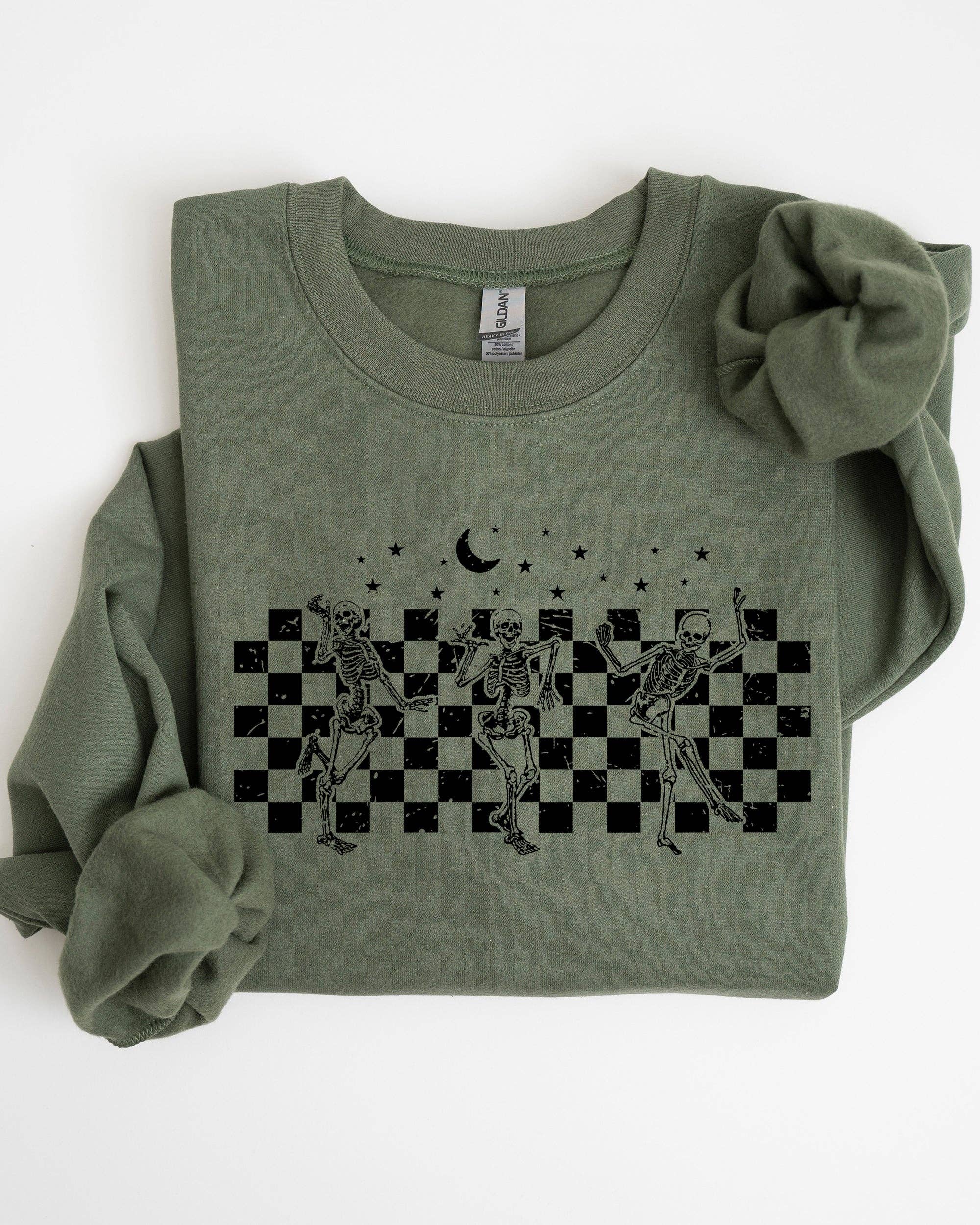 Dancing Skeletons, Checkered, Ghost, Halloween Sweatshirt T-Shirts, Hoodie | PodTeesHub.com