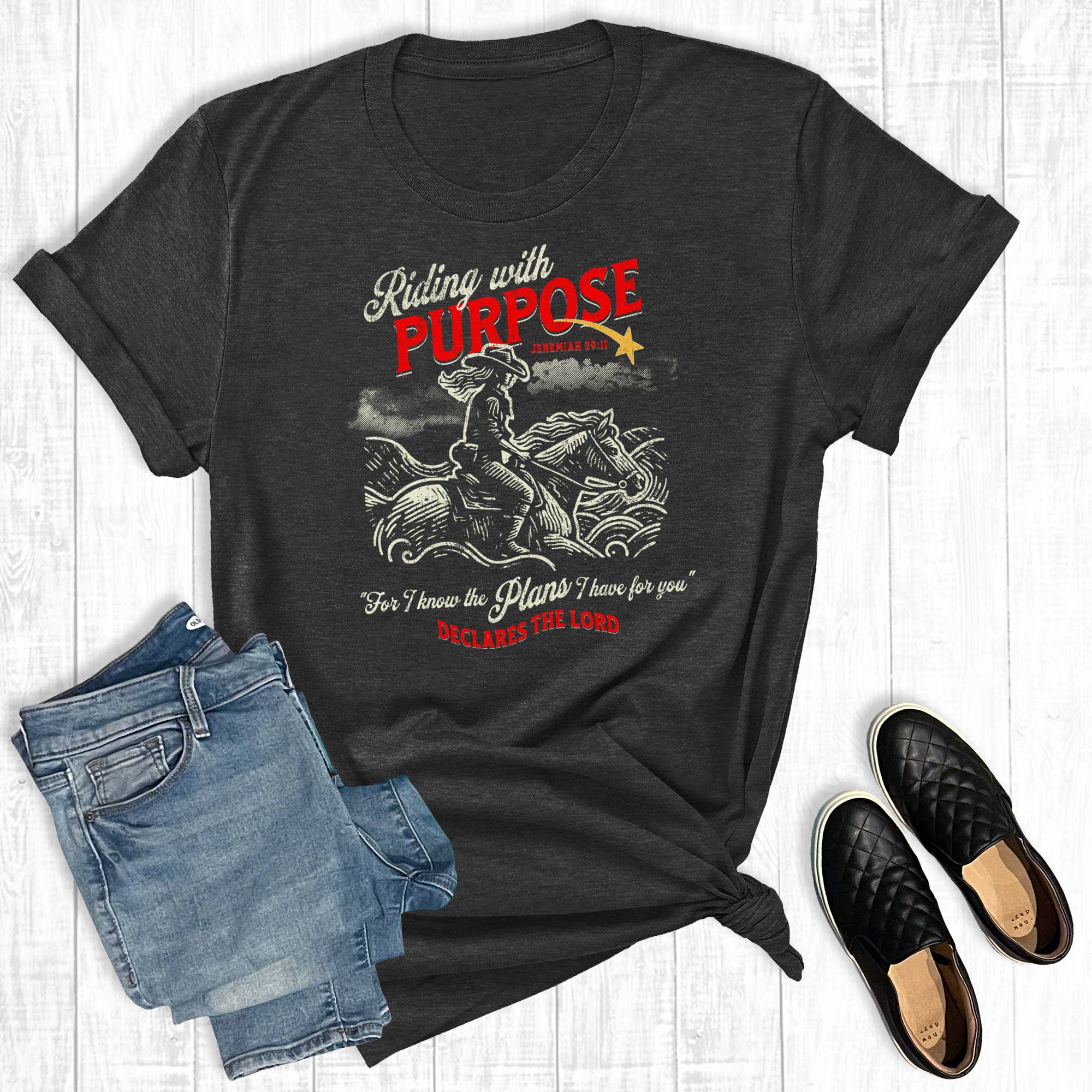 Western Faith Riding with Purpose Graphic Tee Hoodie, Sweatshirt | PodTeesHub.com