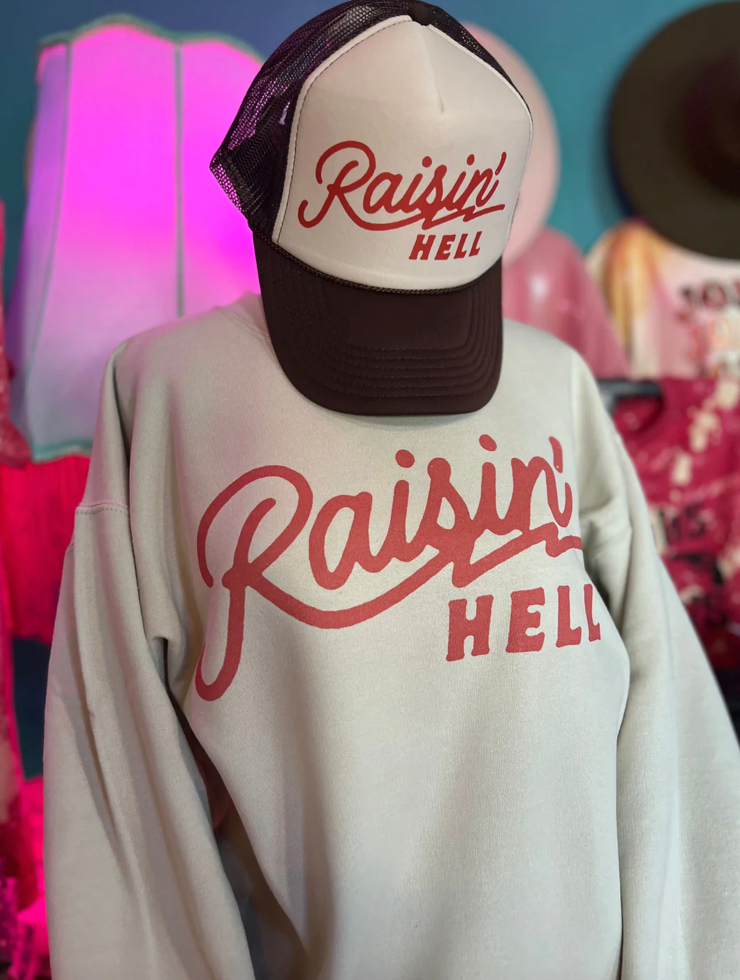 Raisin' Hell -Cream Sweatshirt/ Tee Hoodie | PodTeesHub.com
