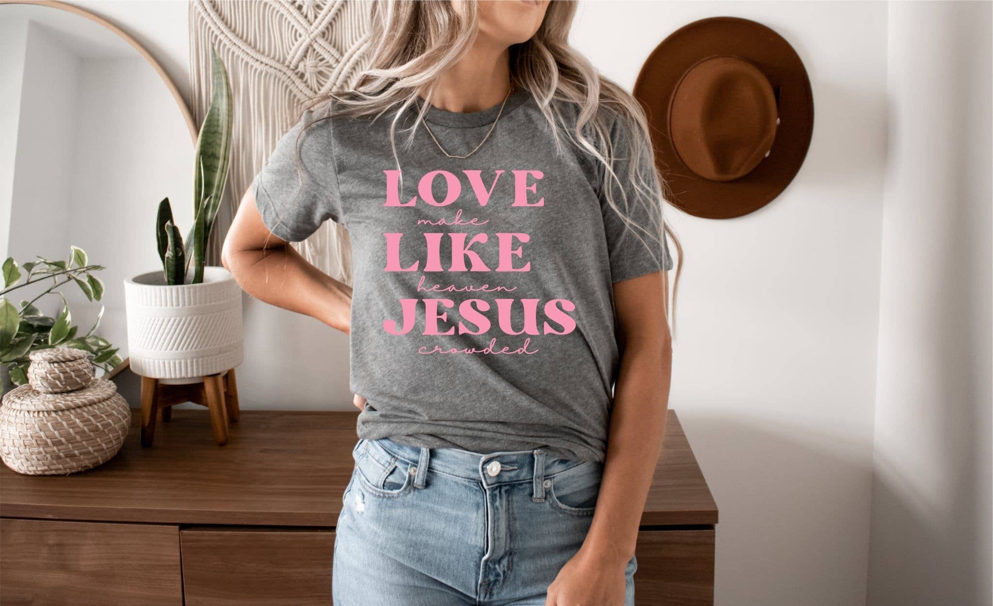 Christian Love Like Jesus Grey Bella Graphic Tee Free Ship Hoodie, Sweatshirt | PodTeesHub.com