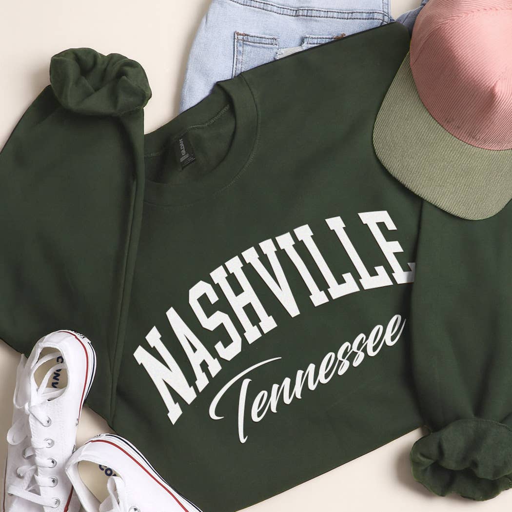 Nashville Tennessee Crewneck Sweatshirt T-Shirts, Hoodie | PodTeesHub.com