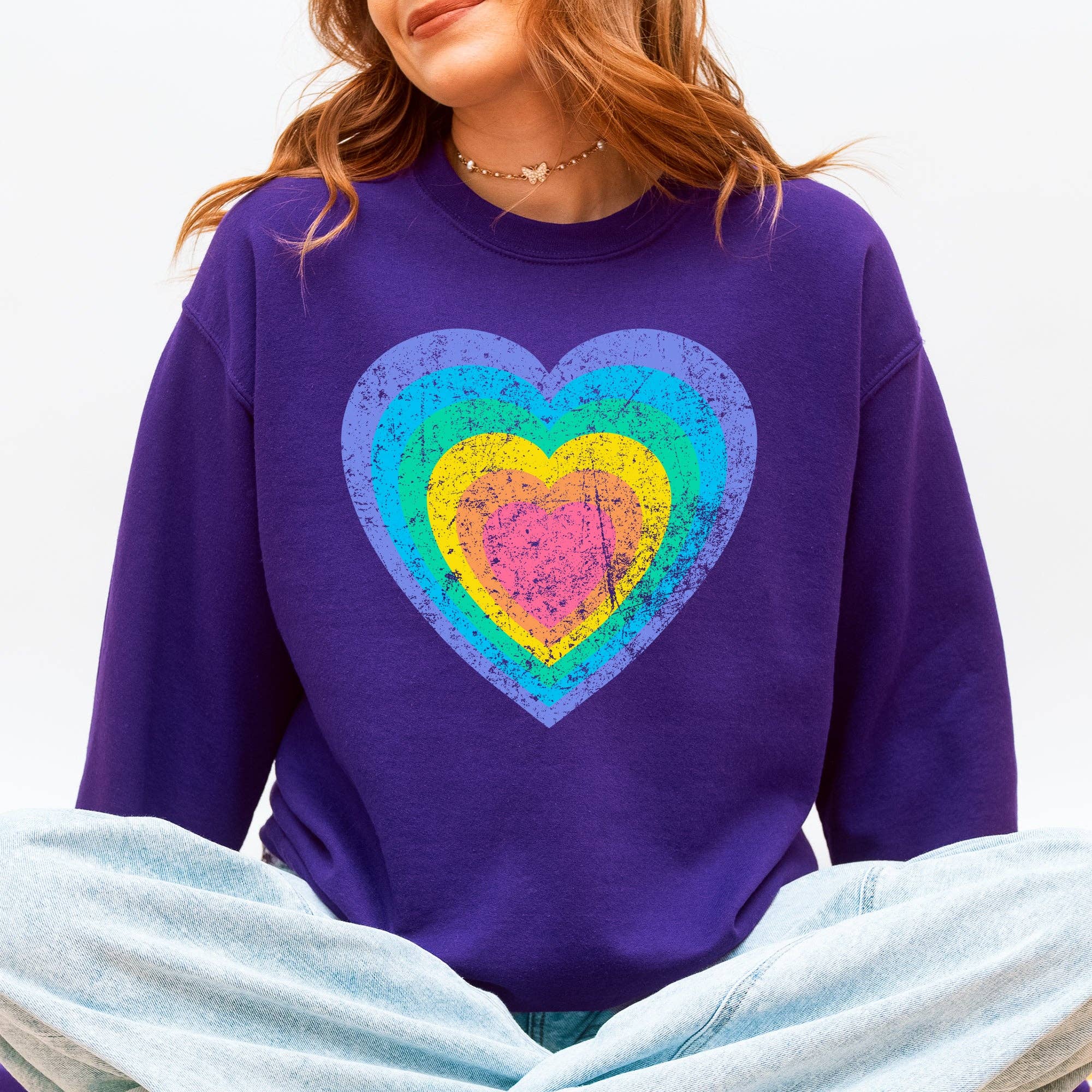 Rainbow Heart, Colorful, Valentine's Day, Love, Sweatshirt T-Shirts, Hoodie | PodTeesHub.com