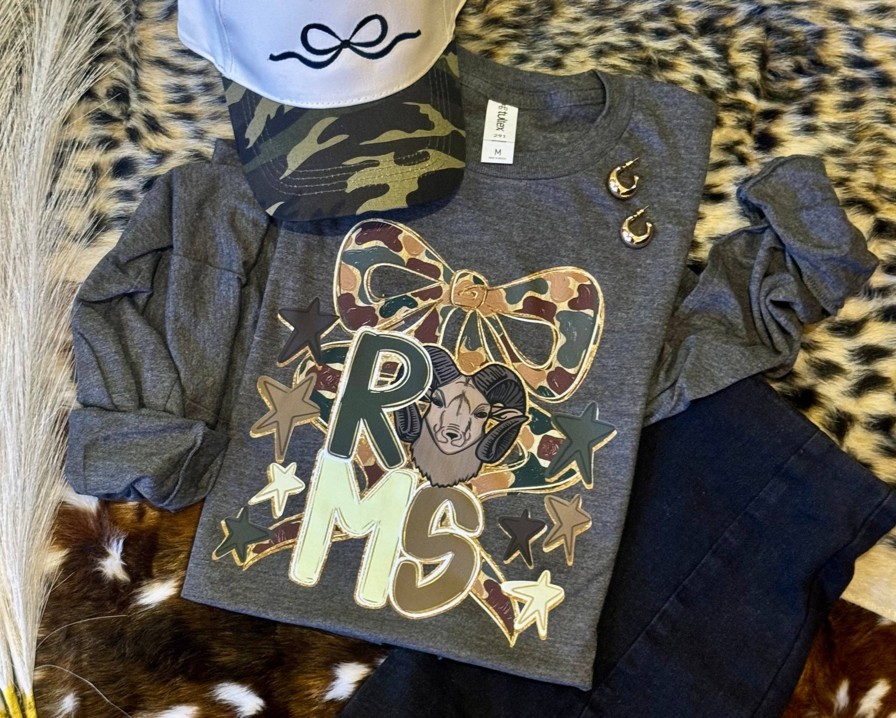 Rams Camo Bow Tee / Long Sleeve Hoodie, Sweatshirt | PodTeesHub.com