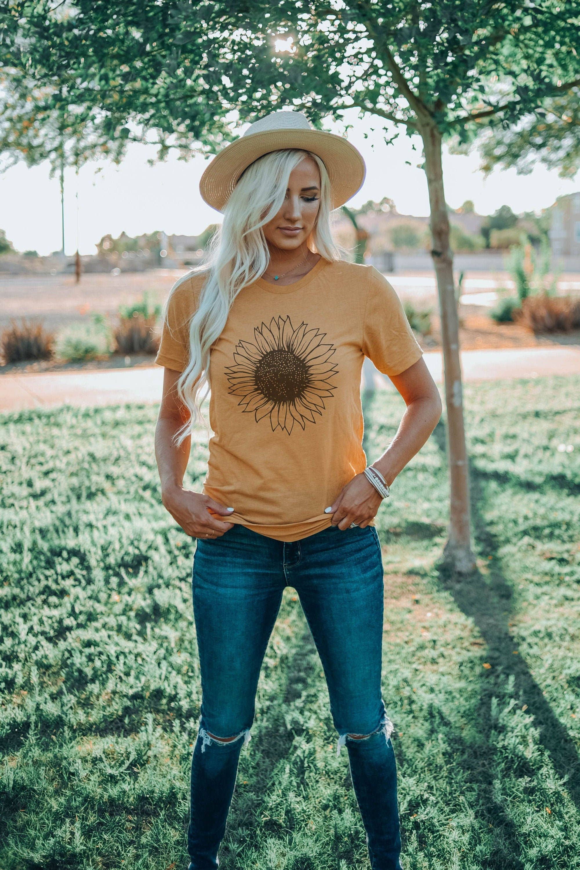 Sunflower #1 Silhouette Tee | Botanical Tshirt Hoodie, Sweatshirt | PodTeesHub.com