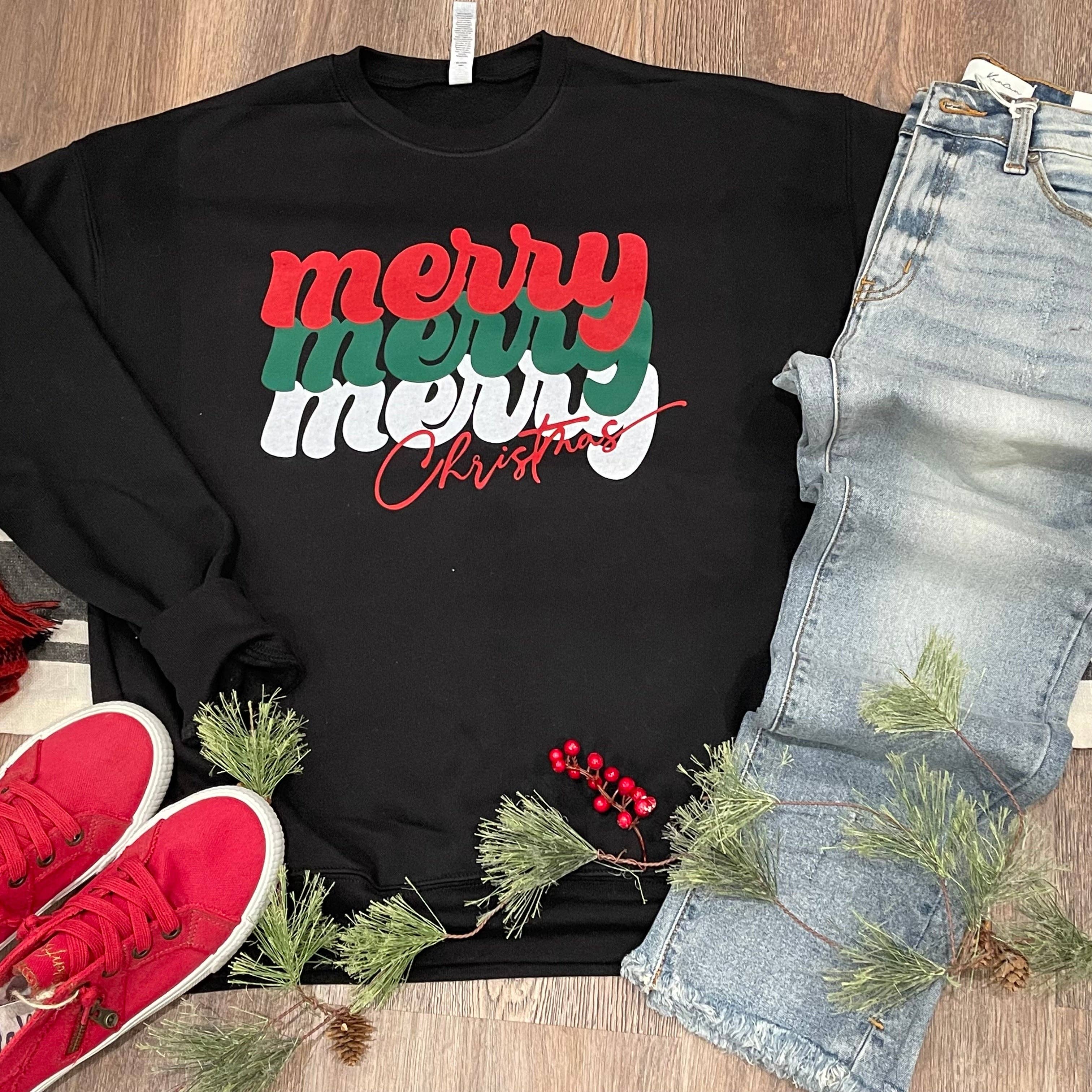 Merry Christmas Crewneck Sweatshirt T-Shirts, Hoodie | PodTeesHub.com