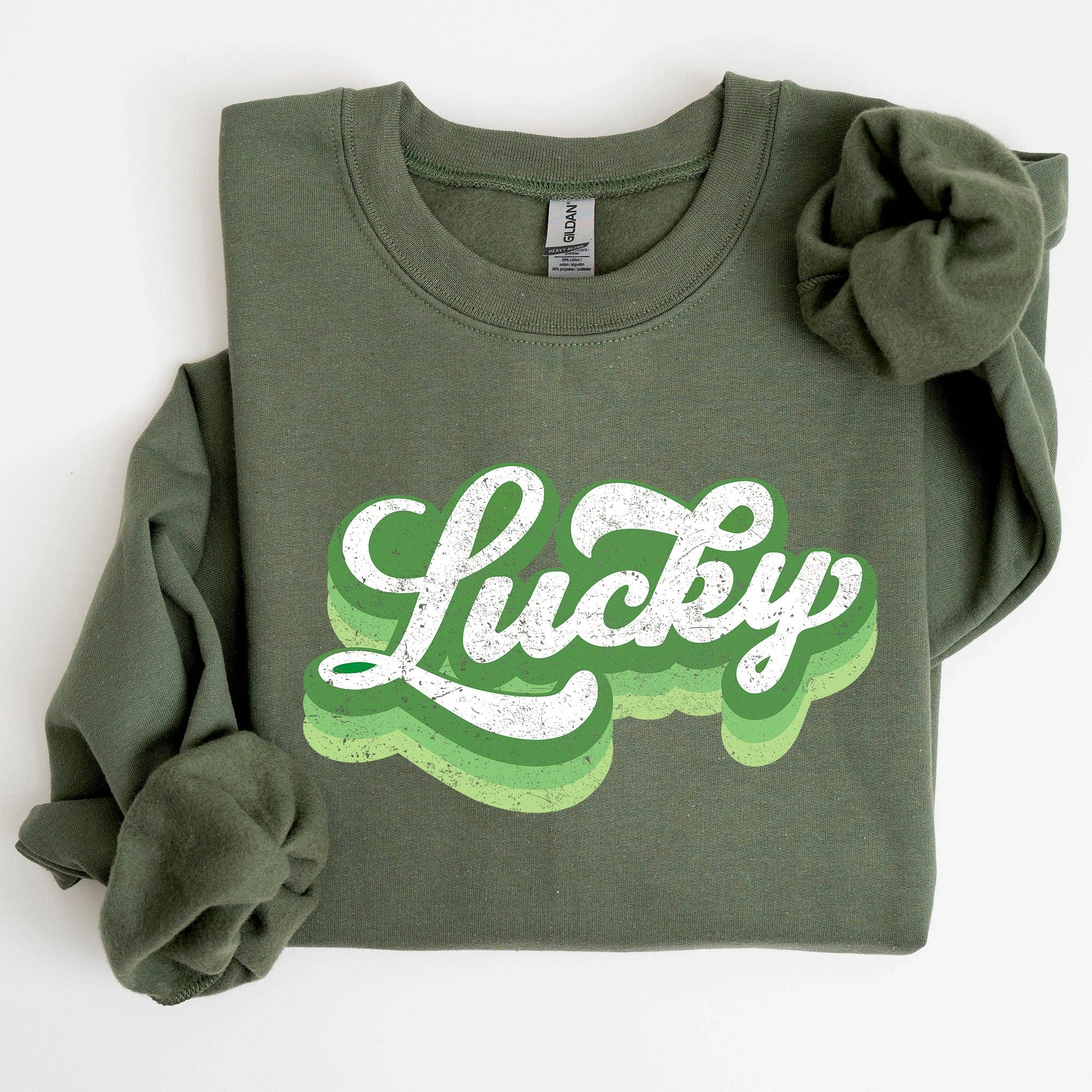 Retro Lucky, Vintage Style, St Patrick's Day Sweatshirt T-Shirts, Hoodie | PodTeesHub.com