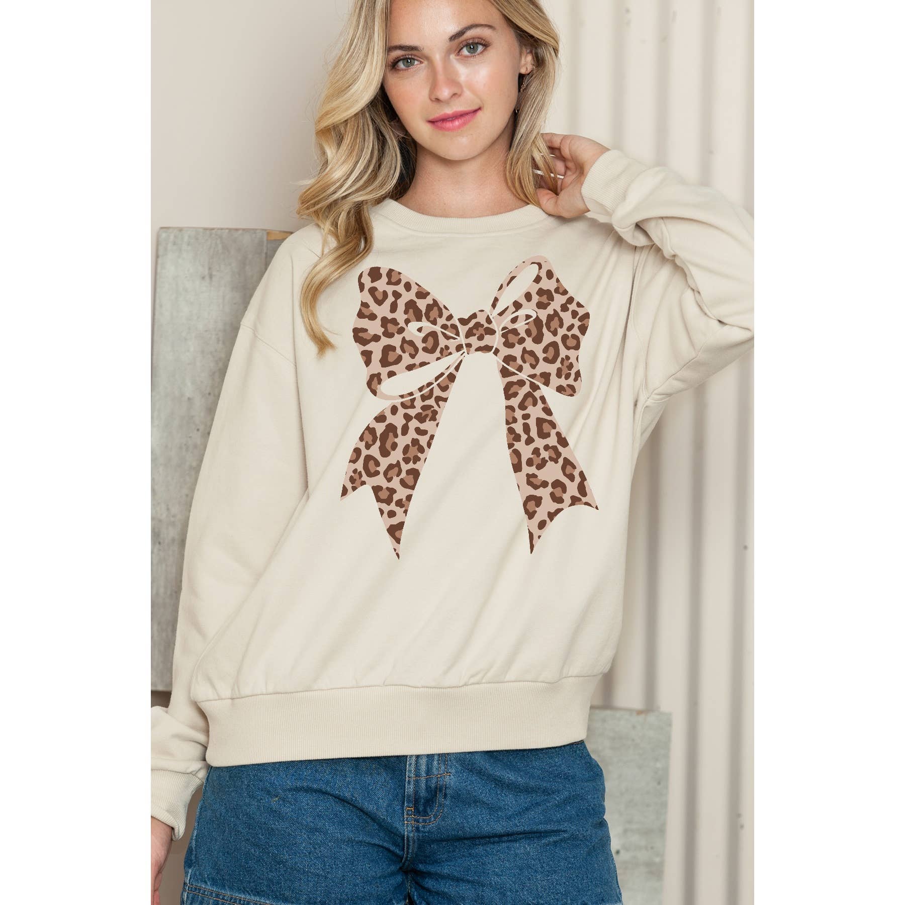 Leopard Bow - Crewneck Sweatshirt T-Shirts, Hoodie | PodTeesHub.com