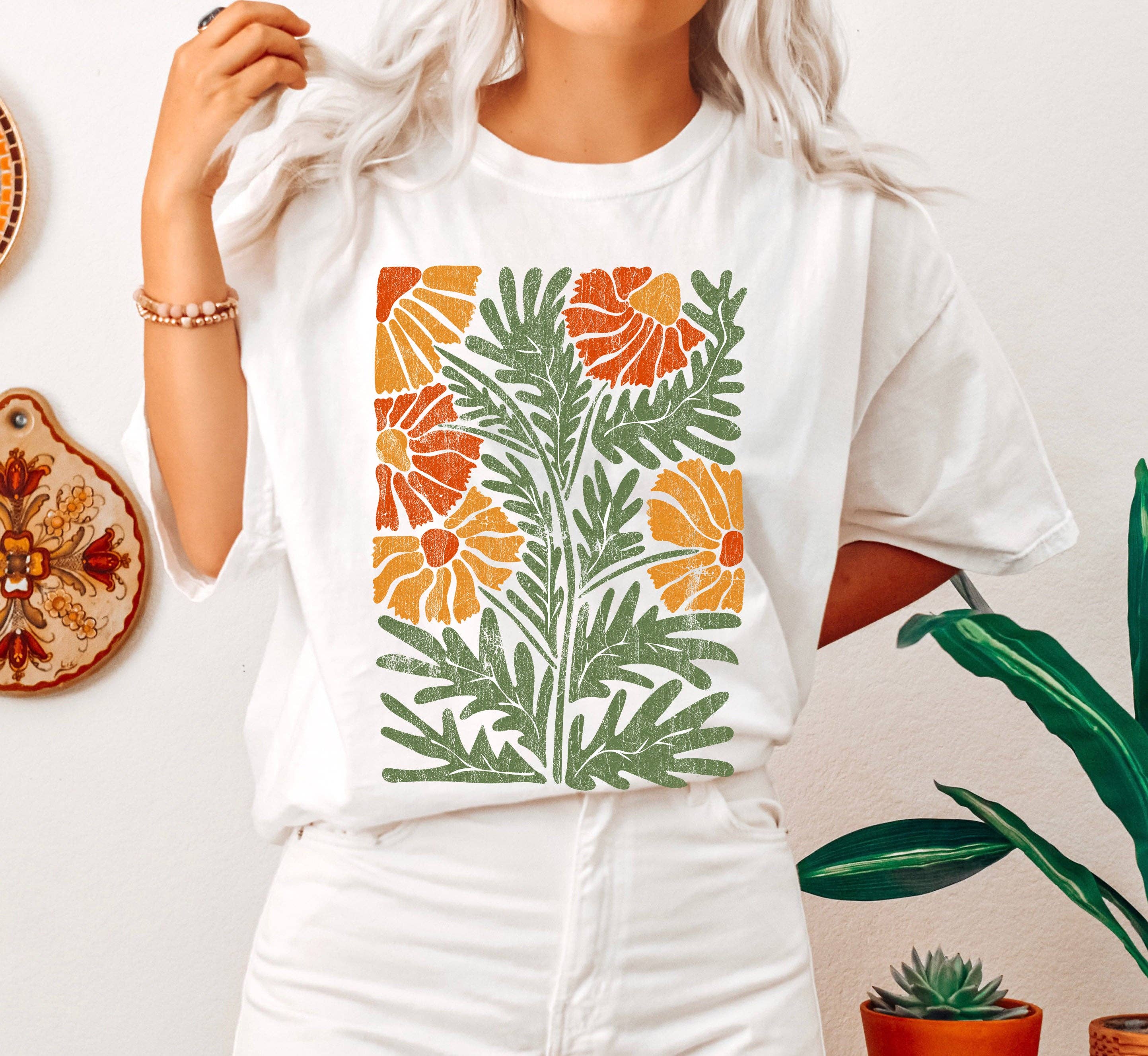 Boho Botanical Wildflowers Vintage T-Shirt Hoodie, Sweatshirt | PodTeesHub.com