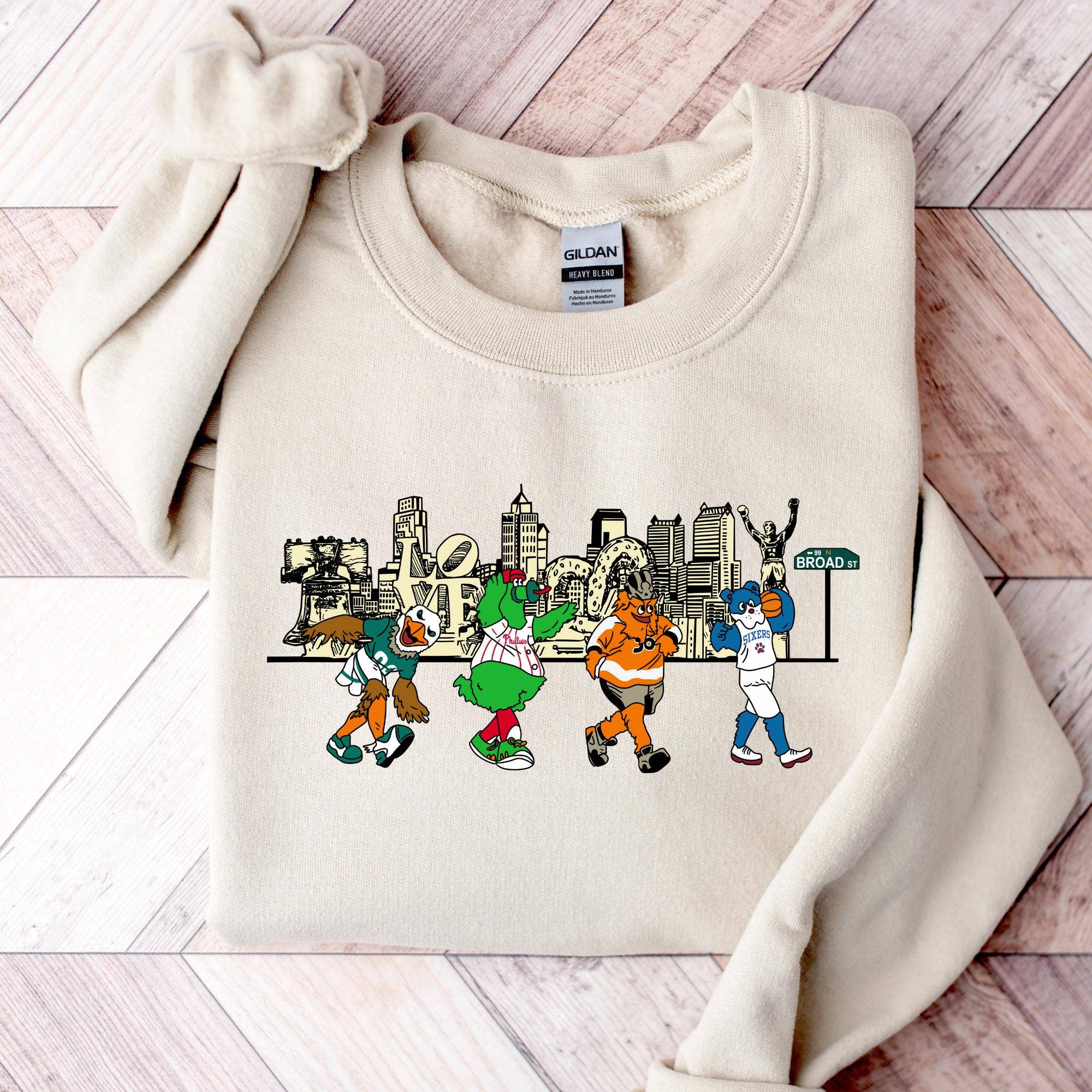 Philly Mascot Crewneck Sweatshirt  Broad St Skyline T-Shirts, Hoodie | PodTeesHub.com