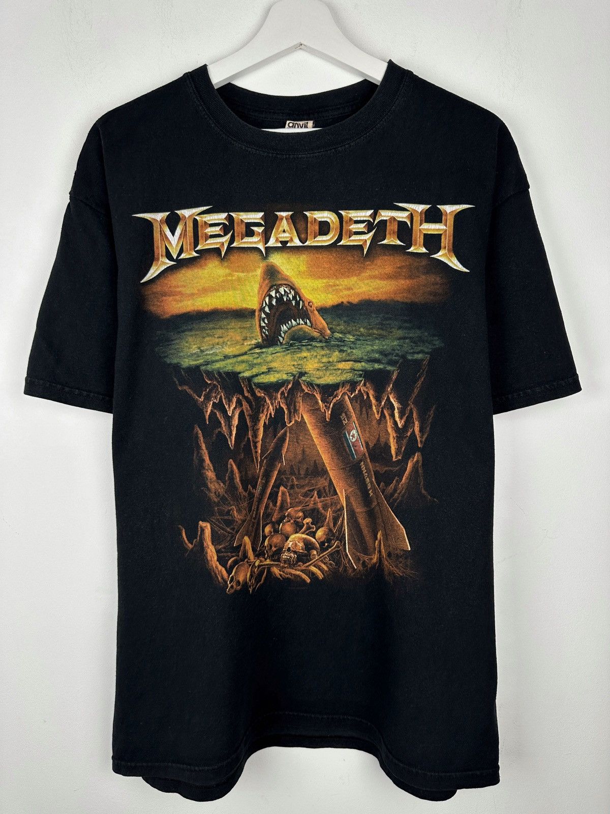 Band Tees Vintage Megadeth Warhead Shark Graphic Metal Rock Tshirt Tee Hoodie, Sweatshirt | PodTeesHub.com