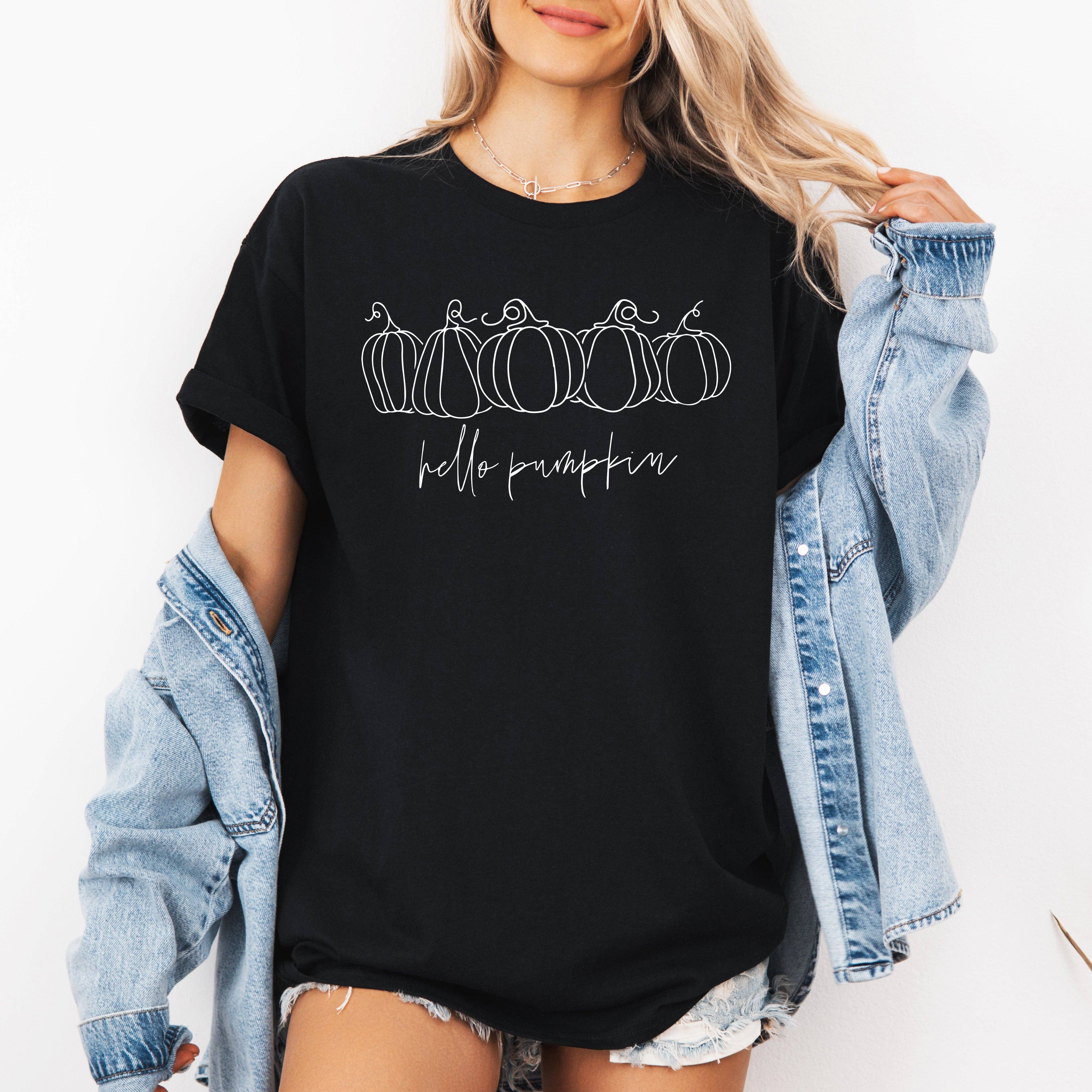 Hello Pumpkin, Minimalist Thanksgiving, Autumn, Fall, Tshirt Hoodie, Sweatshirt | PodTeesHub.com