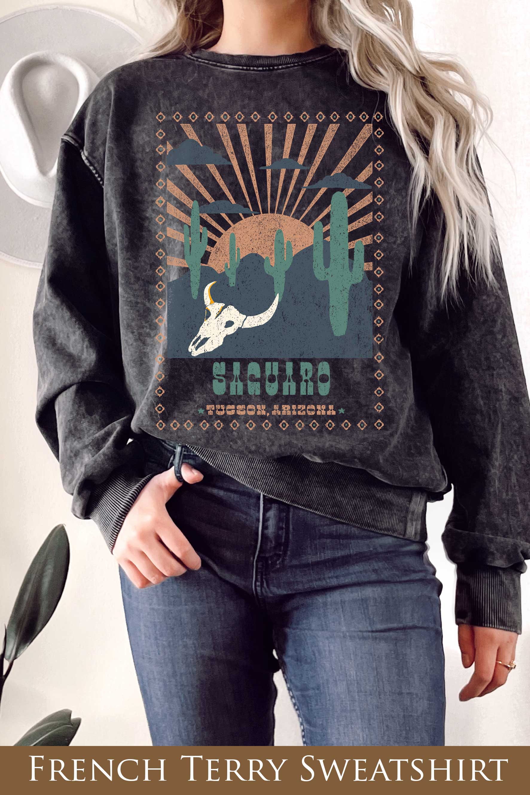 Sacuaro Cactus Mineral Graphix Terry Sweatshirt T-Shirts, Hoodie | PodTeesHub.com