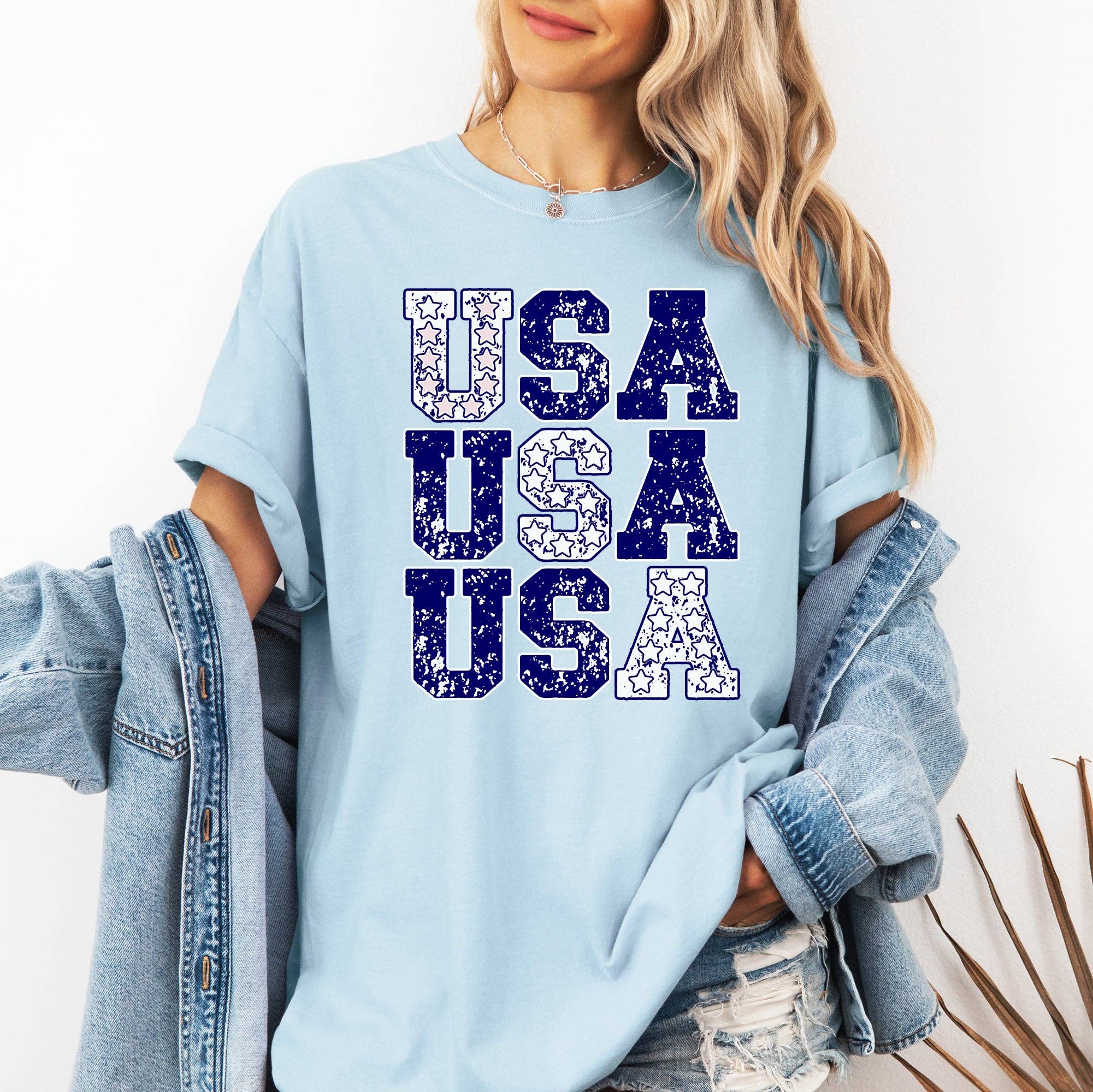 USA, Retro Patriotic, America Stars Blue 4th of July Tshirt Hoodie, Sweatshirt | PodTeesHub.com