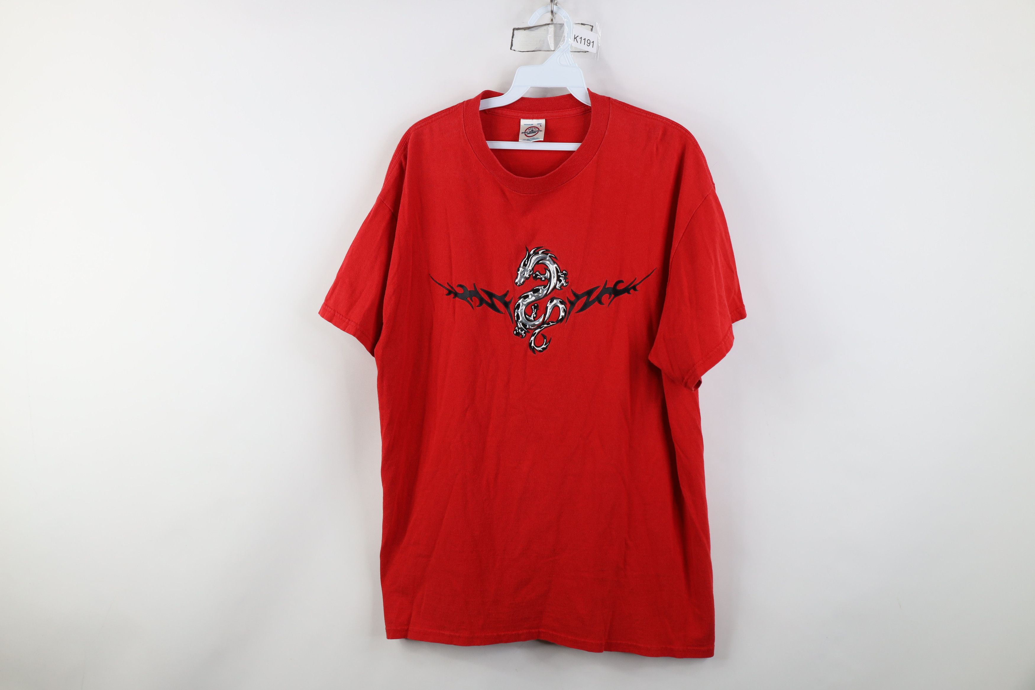 Vintage 90s Y2k Streetwear Tribal Dragon T Shirt Red Hoodie, Sweatshirt | PodTeesHub.com