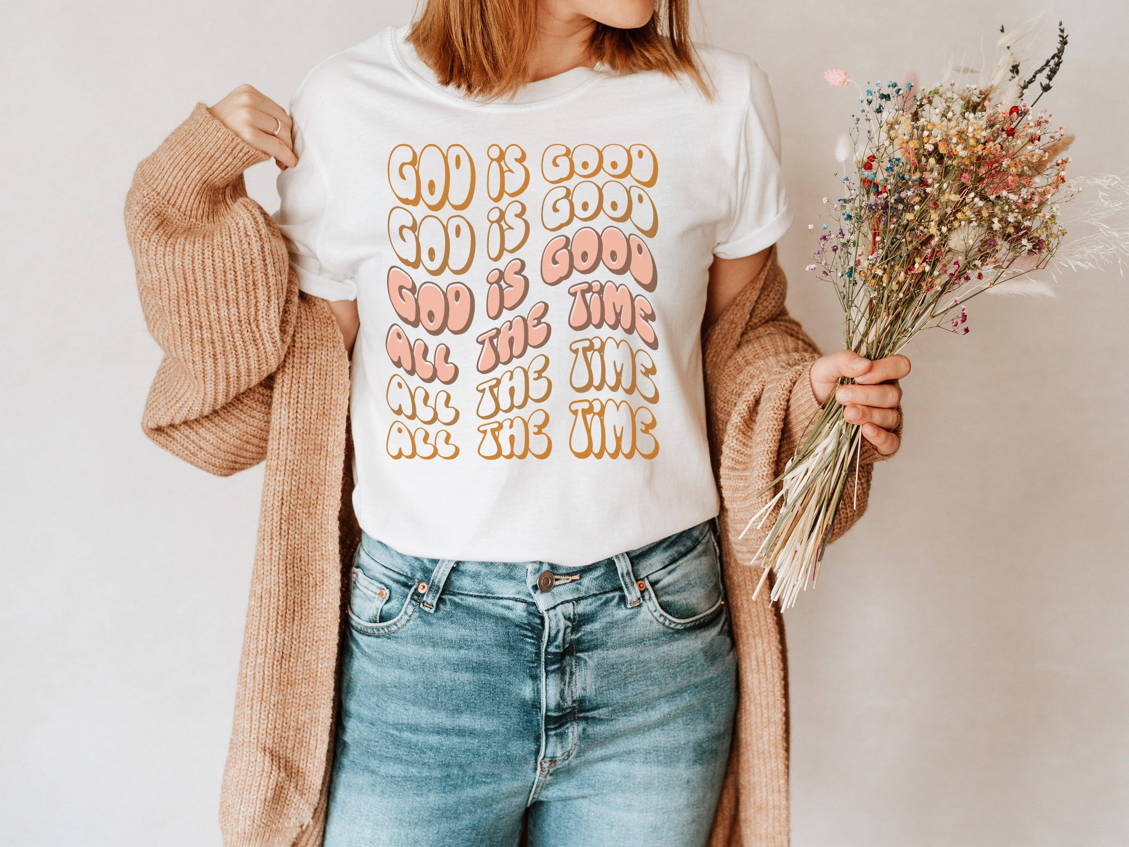 God Is Good Retro Graphic Tee | Women's Tees Religous Tees Hoodie, Sweatshirt | PodTeesHub.com