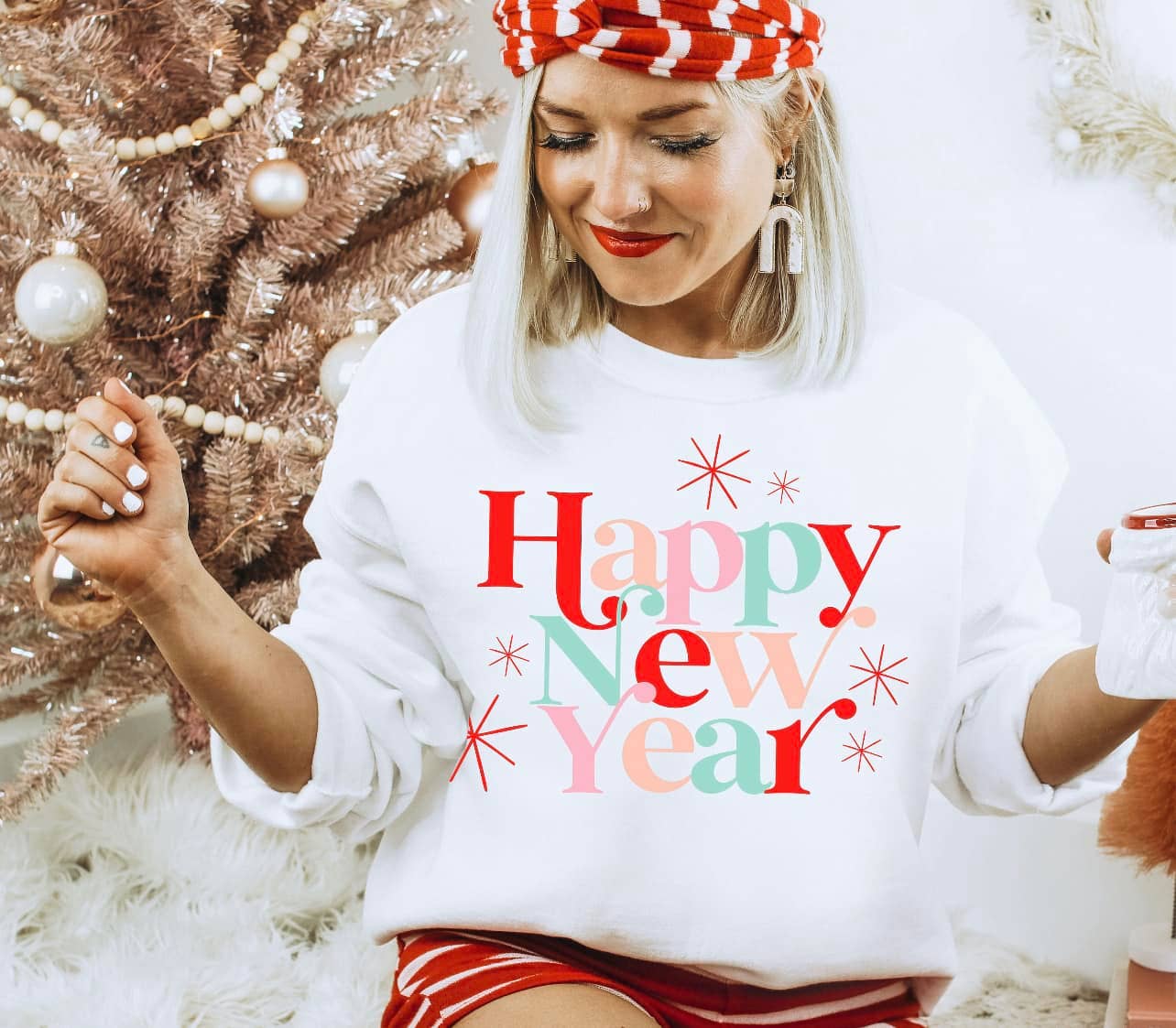 Happy New Year Colorful Fireworks Sweatshirt T-Shirts, Hoodie | PodTeesHub.com