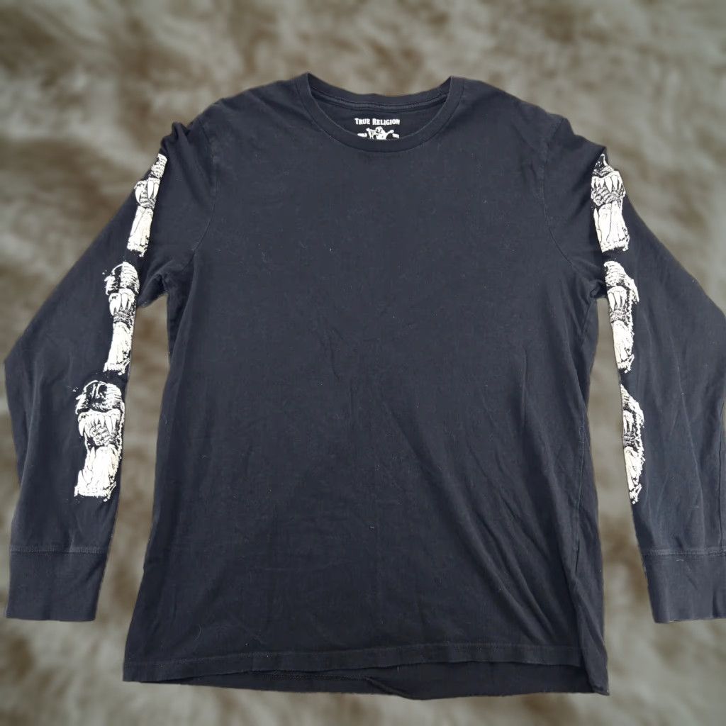 Religion True Religion Shirt Mens Large Black Graphic Print Dog Long Sleeve Crew Neck Hoodie, Sweatshirt | PodTeesHub.com