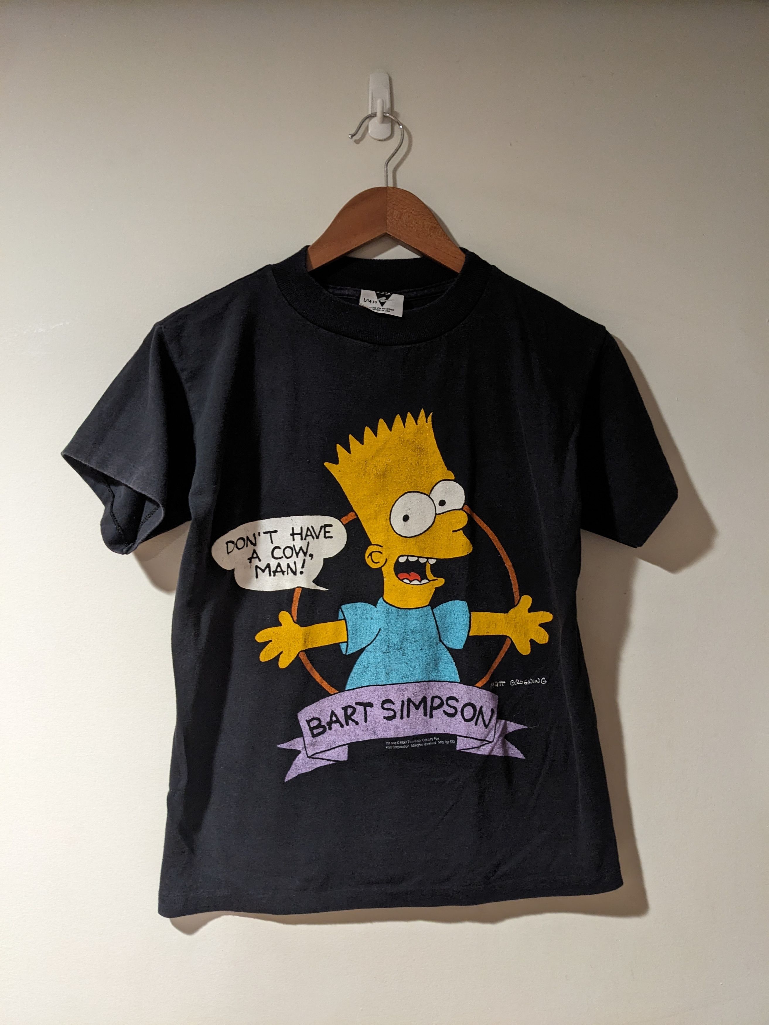 Vintage 1990 The Simpsons Bart Homer Youth Large T Shirt Hoodie, Sweatshirt | PodTeesHub.com