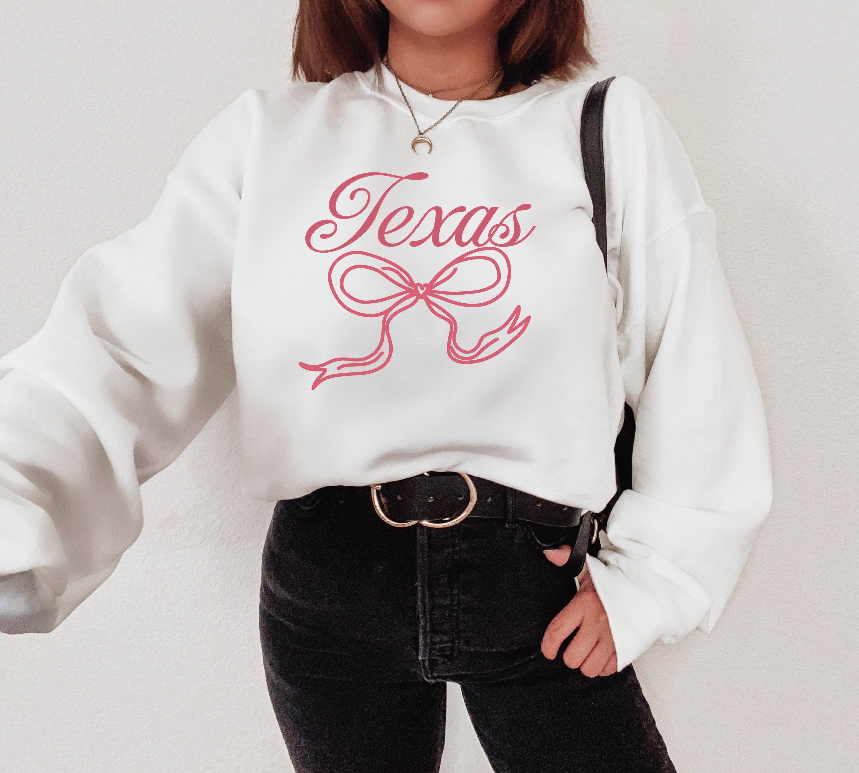 Bow Sweatshirt, Texas Sweatshirt, Graphic Sweatshirt T-Shirts, Hoodie | PodTeesHub.com