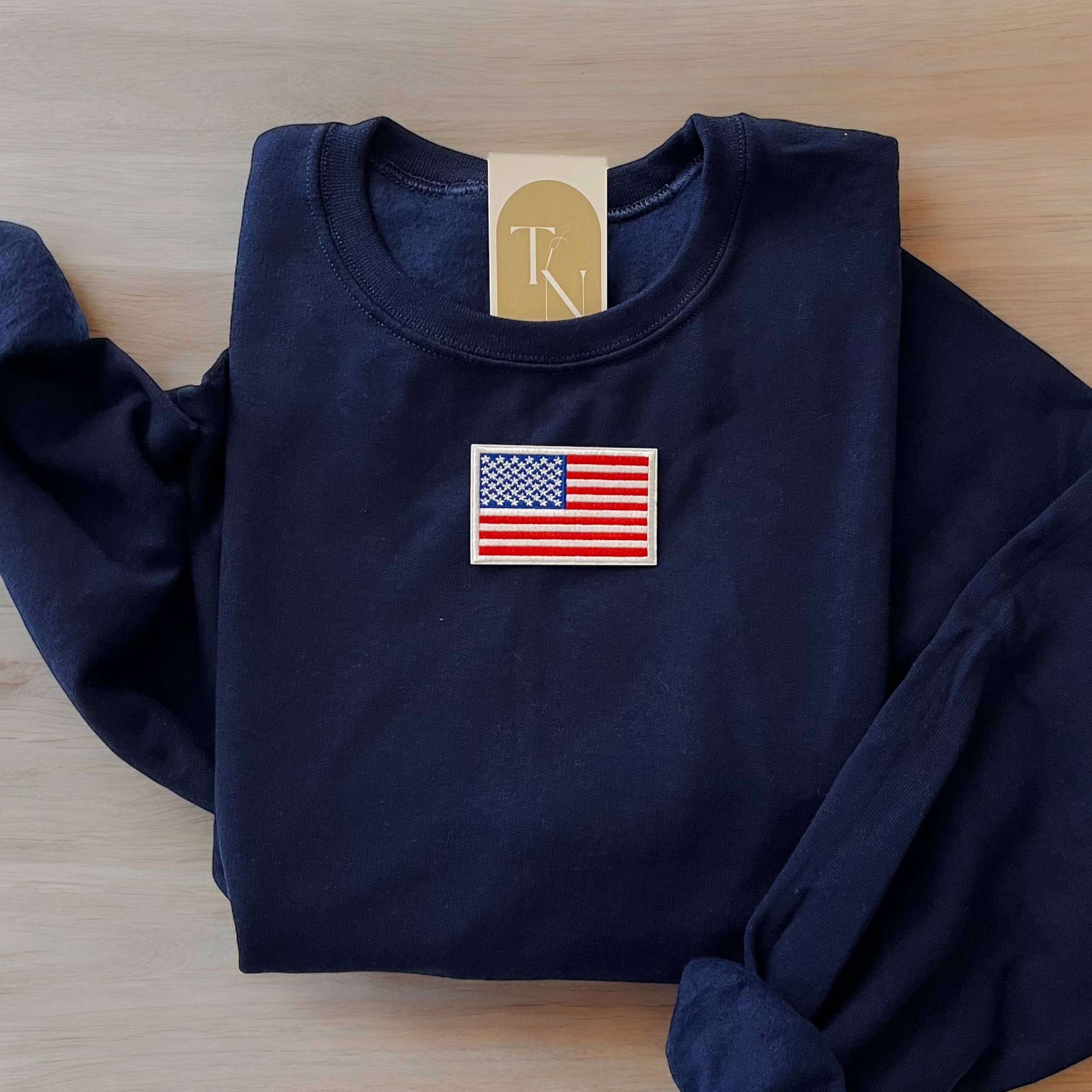 American Flag Crewneck Sweatshirt T-Shirts, Hoodie | PodTeesHub.com