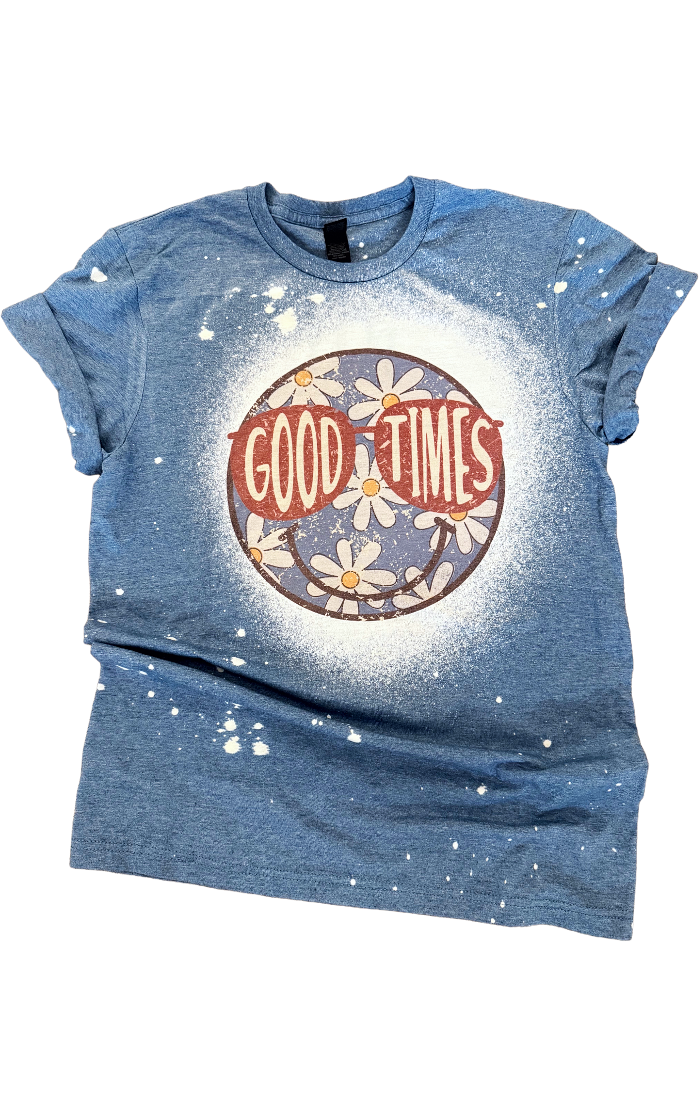 Good Times Retro Daisy Bleached Tee Hoodie, Sweatshirt | PodTeesHub.com